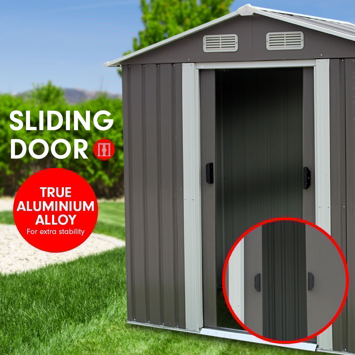Wallaroo Garden Shed Spire Roof 4ft x 6ft Outdoor Storage Shelter - Grey-Home & Garden > Storage-PEROZ Accessories