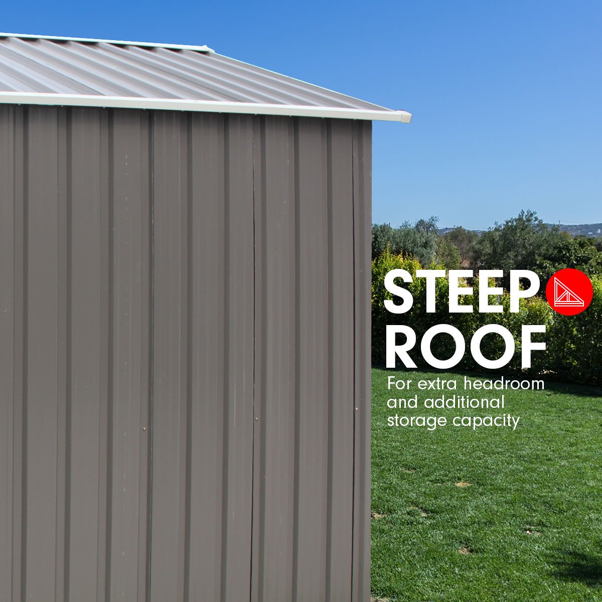 Wallaroo Garden Shed Spire Roof 4ft x 6ft Outdoor Storage Shelter - Grey-Home & Garden > Storage-PEROZ Accessories