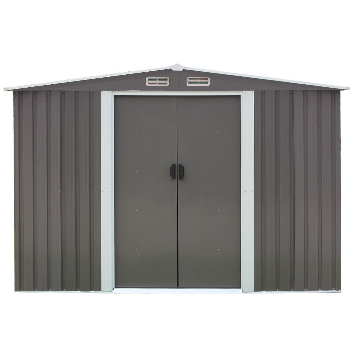 Wallaroo Garden Shed Spire Roof 6ft x 8ft Outdoor Storage Shelter - Grey-Home & Garden > Storage-PEROZ Accessories
