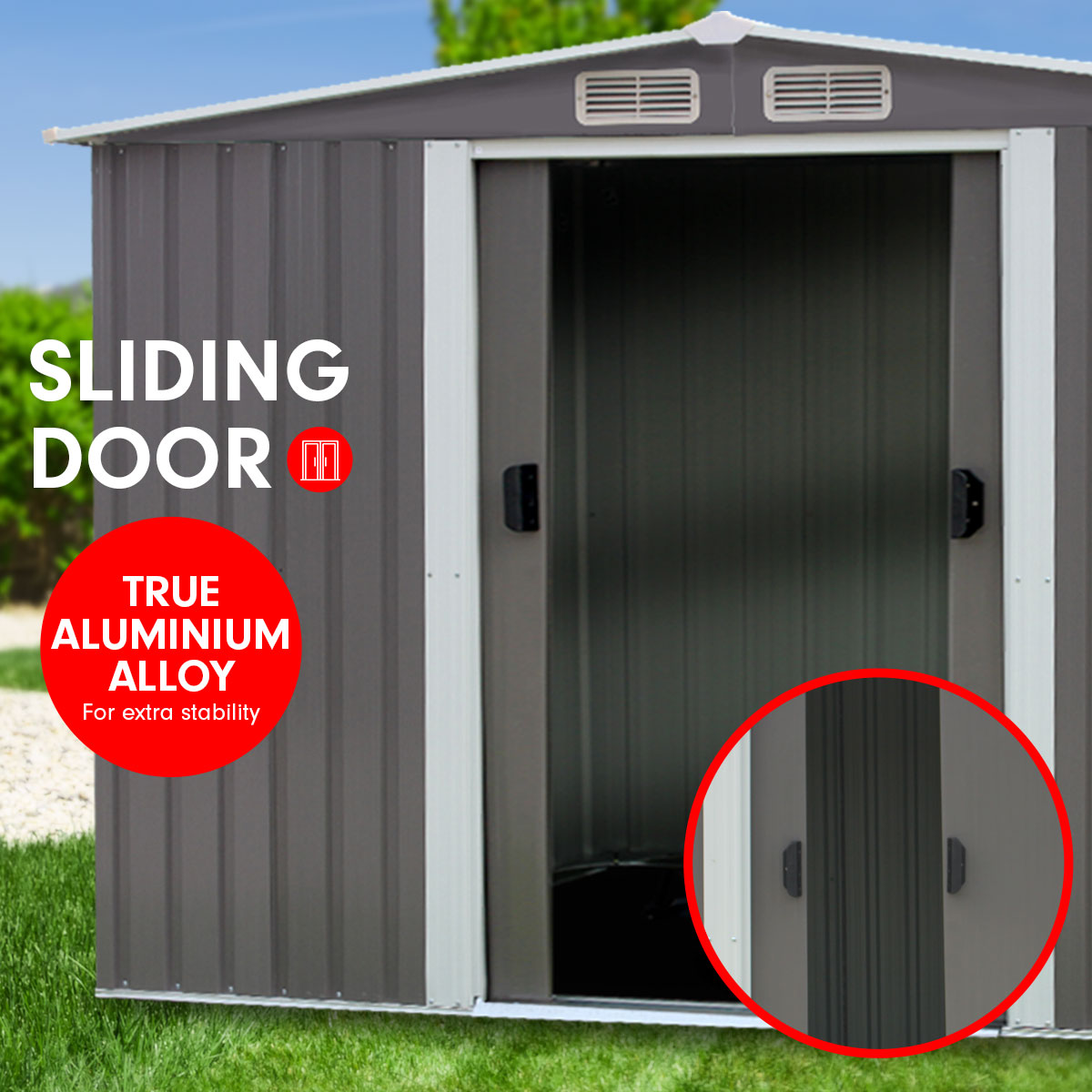 Wallaroo Garden Shed Spire Roof 6ft x 8ft Outdoor Storage Shelter - Grey-Home & Garden > Storage-PEROZ Accessories