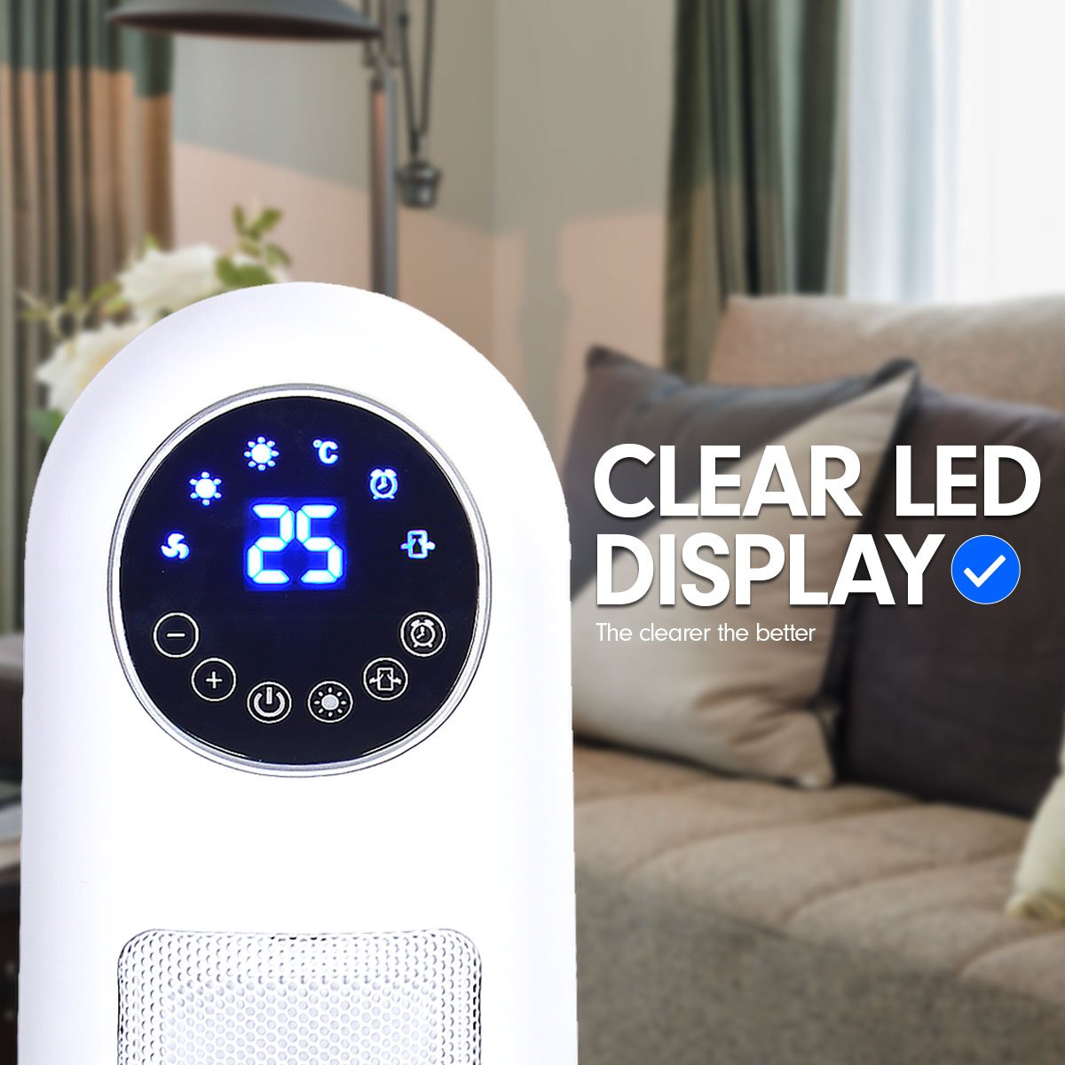 Pronti Electric Tower Heater 2200W Remote Control - White-Appliances > Heaters-PEROZ Accessories