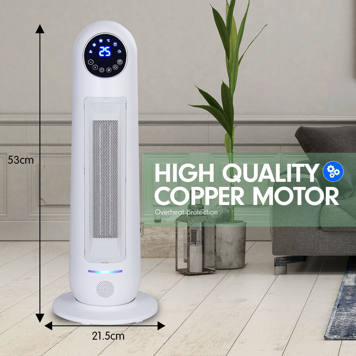 Pronti Electric Tower Heater 2200W Remote Control - White-Appliances > Heaters-PEROZ Accessories