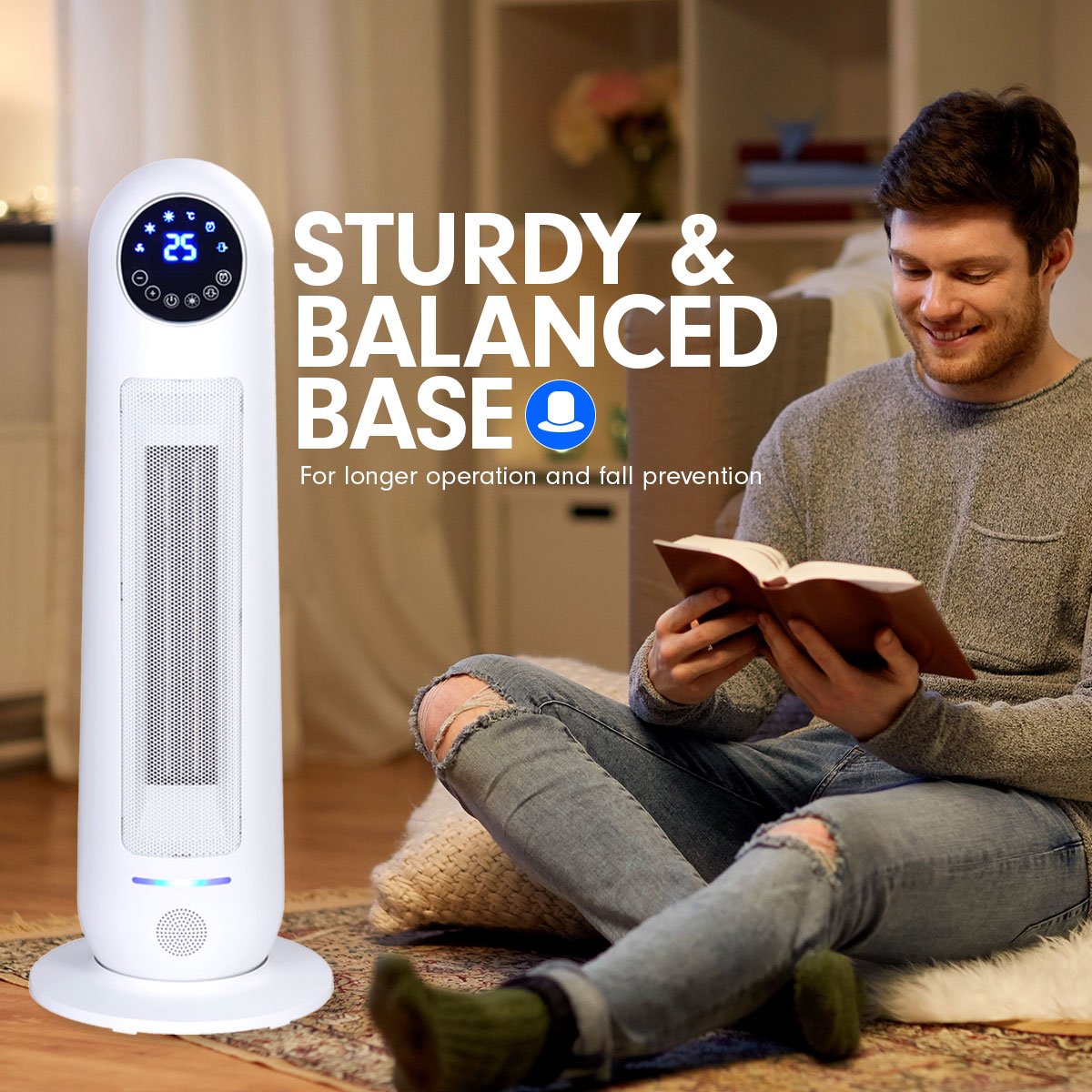Pronti Electric Tower Heater 2200W Remote Control - White-Appliances > Heaters-PEROZ Accessories