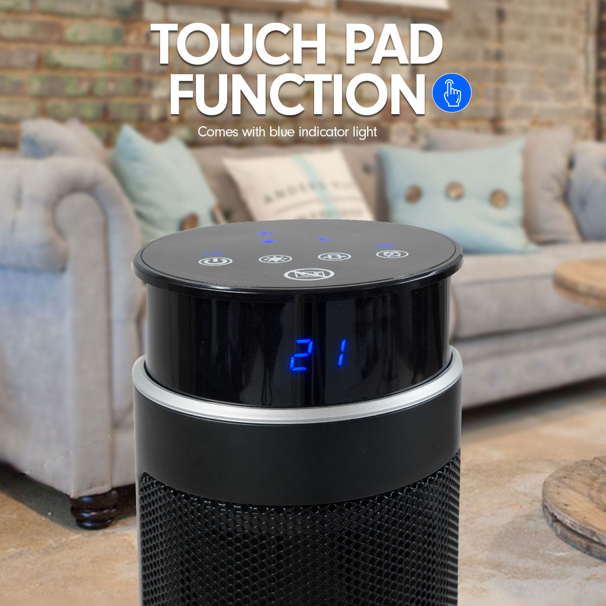 Pronti Electric Tower Heater 2000W Ceramic Portable Remote - Black-Appliances > Heaters-PEROZ Accessories