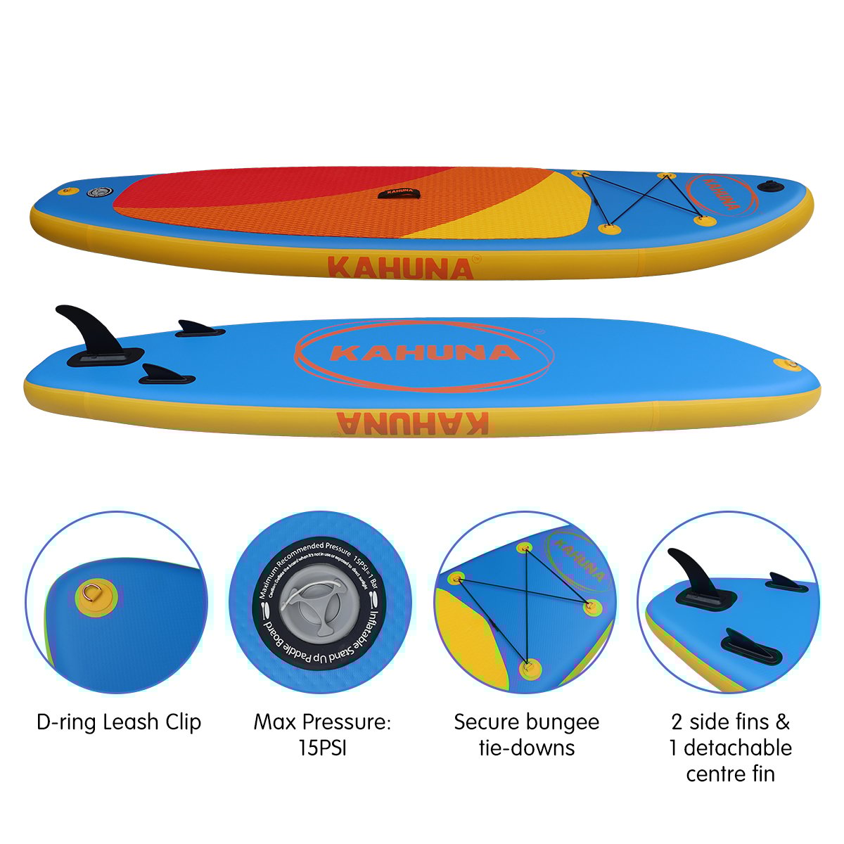 Kahuna Hana Inflatable Stand Up Paddle Board 10FT w/ iSUP Accessories-Outdoor > Boating-PEROZ Accessories