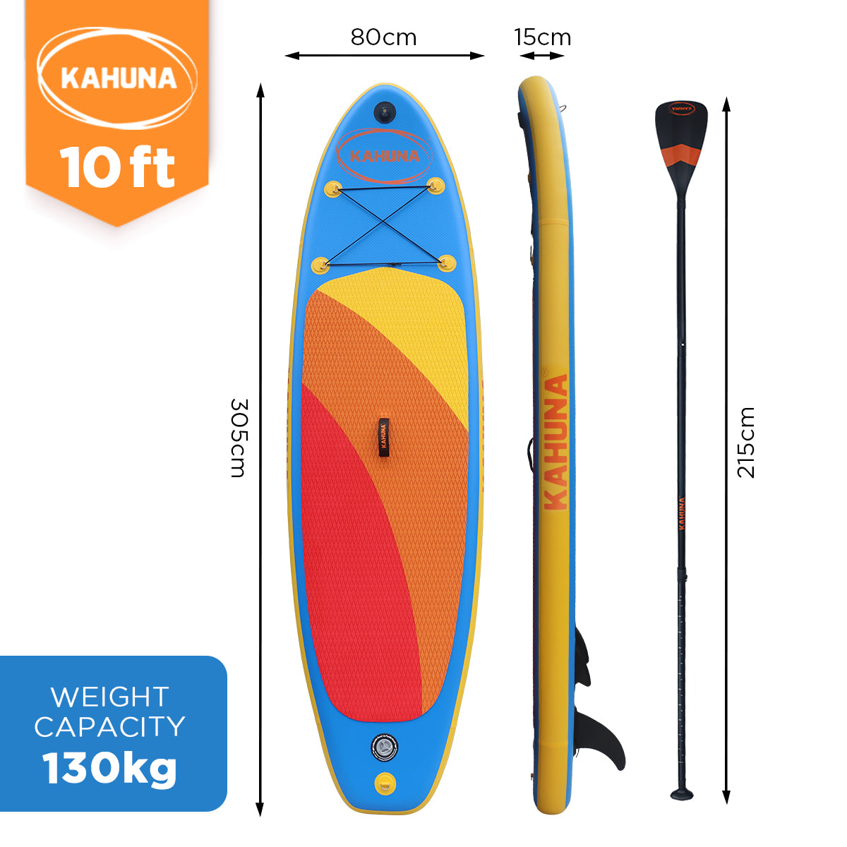 Kahuna Hana Inflatable Stand Up Paddle Board 10FT w/ iSUP Accessories-Outdoor > Boating-PEROZ Accessories