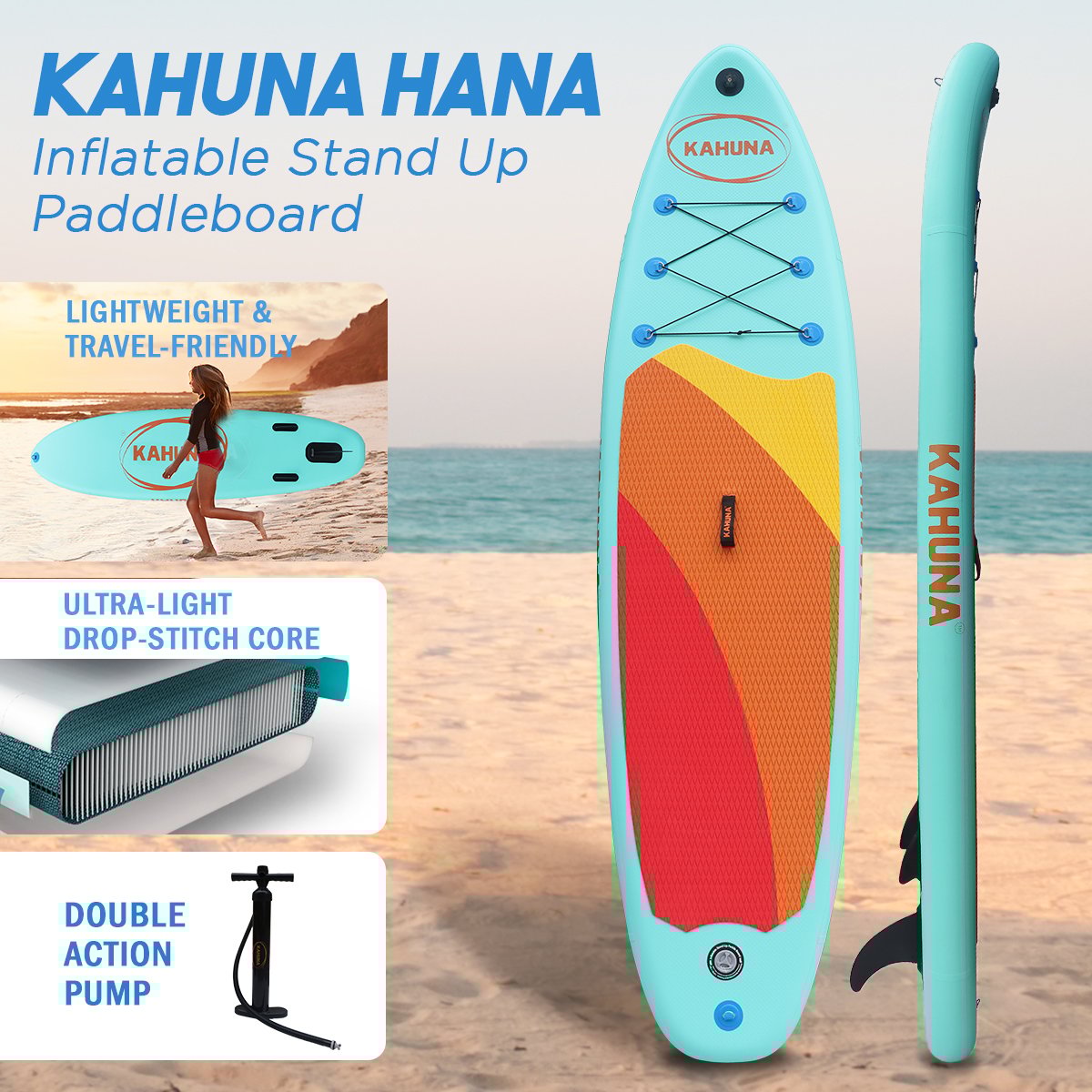 Kahuna Hana Inflatable Stand Up Paddle Board 10ft6in iSUP Accessories-Outdoor > Boating-PEROZ Accessories