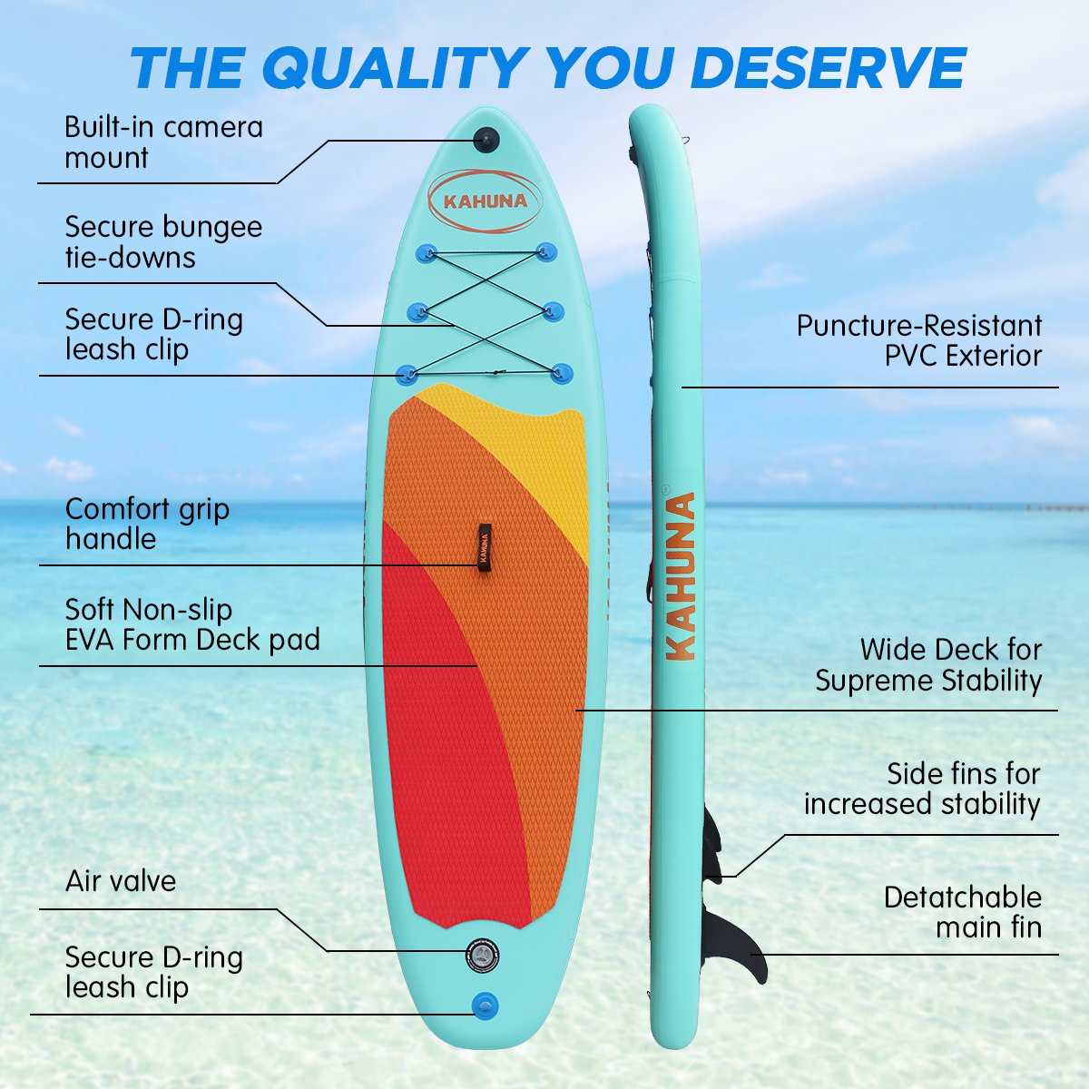 Kahuna Hana Inflatable Stand Up Paddle Board 10ft6in iSUP Accessories-Outdoor > Boating-PEROZ Accessories