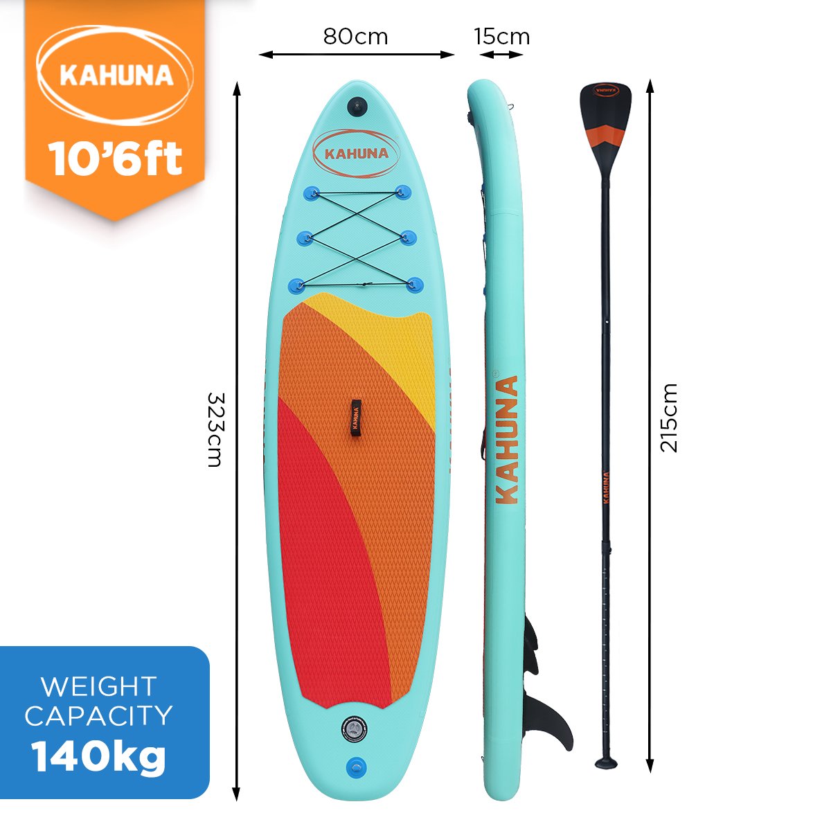 Kahuna Hana Inflatable Stand Up Paddle Board 10ft6in iSUP Accessories-Outdoor > Boating-PEROZ Accessories