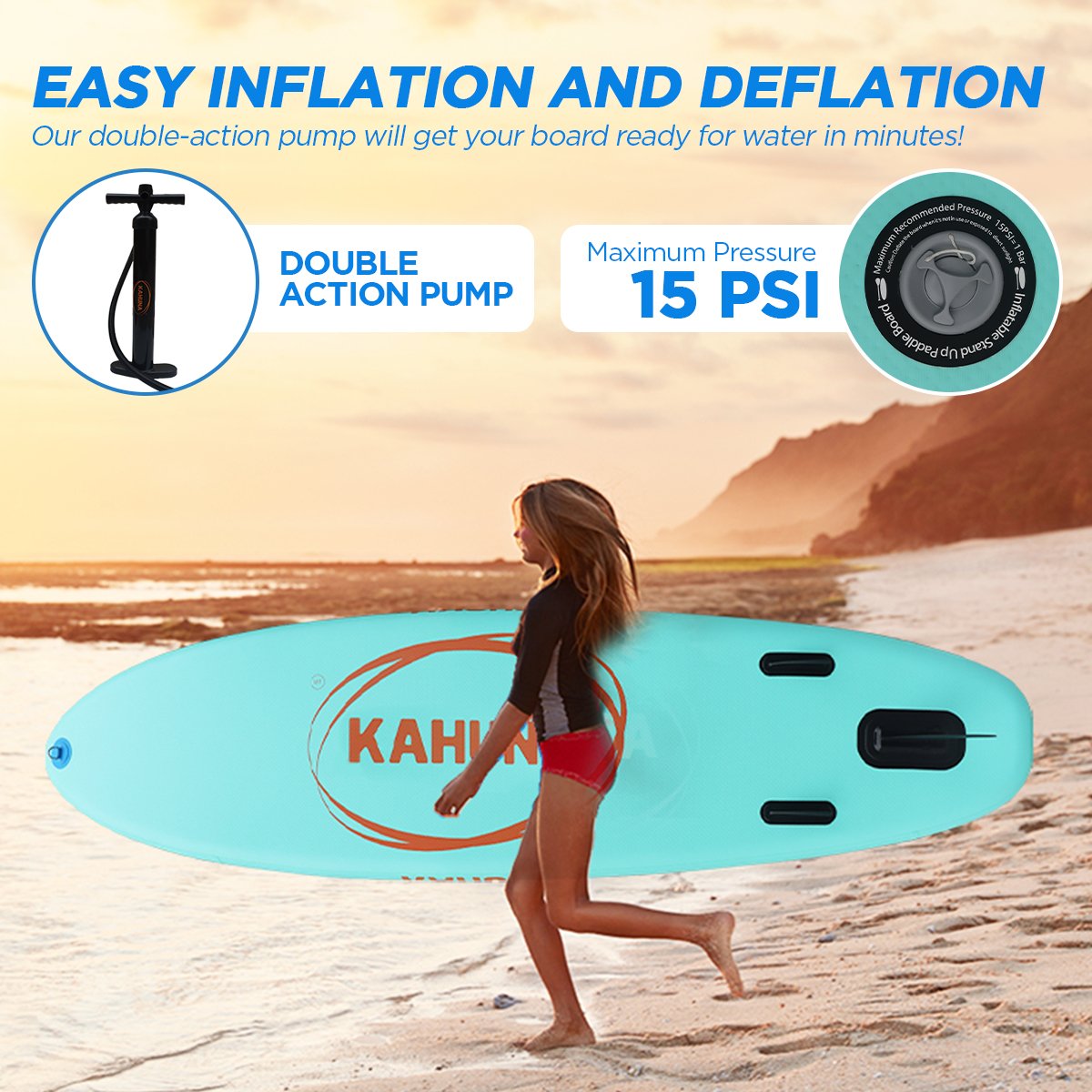 Kahuna Hana Inflatable Stand Up Paddle Board 10ft6in iSUP Accessories-Outdoor > Boating-PEROZ Accessories