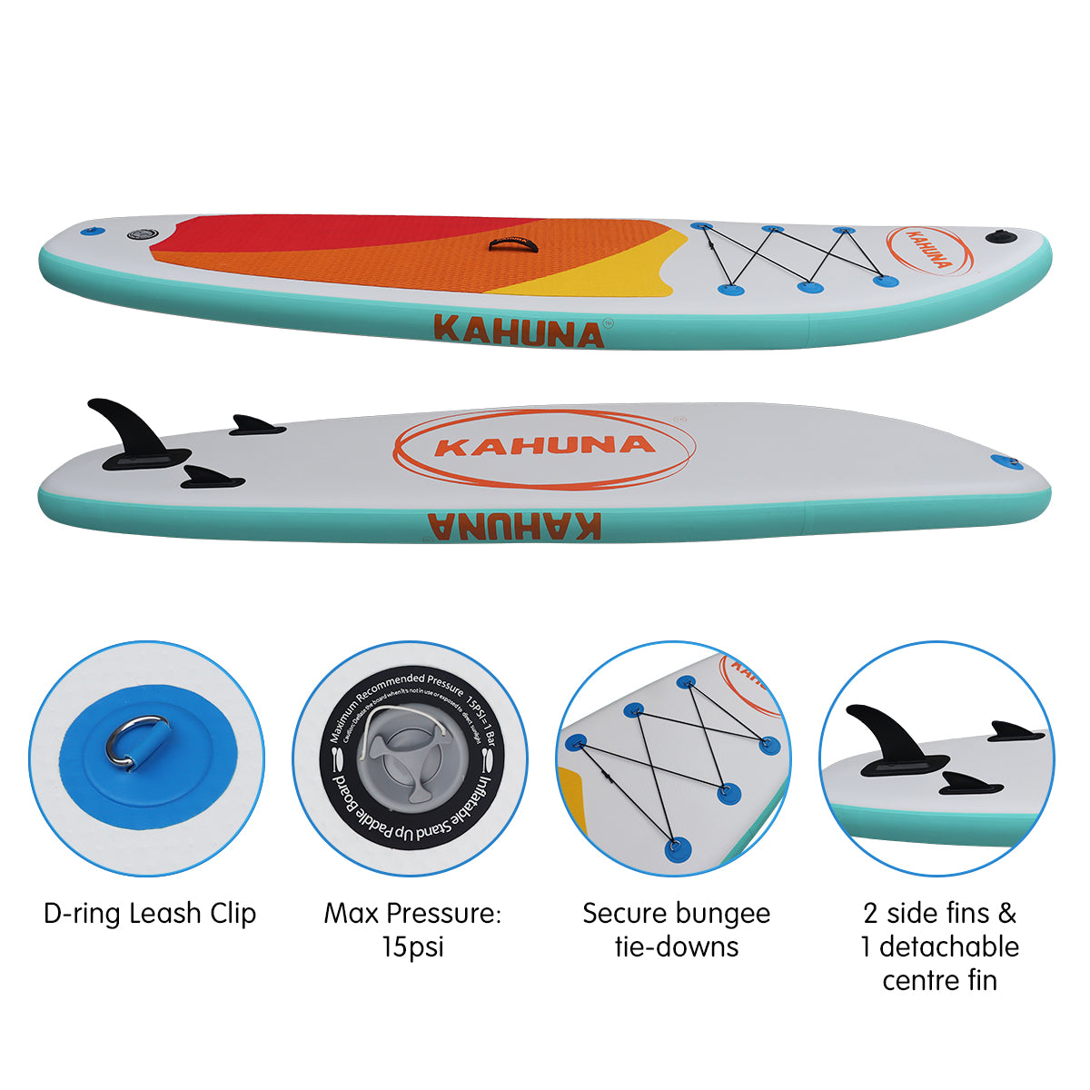 Kahuna Hana Inflatable Stand Up Paddle Board 11FT SUP Paddleboard-Outdoor > Boating-PEROZ Accessories