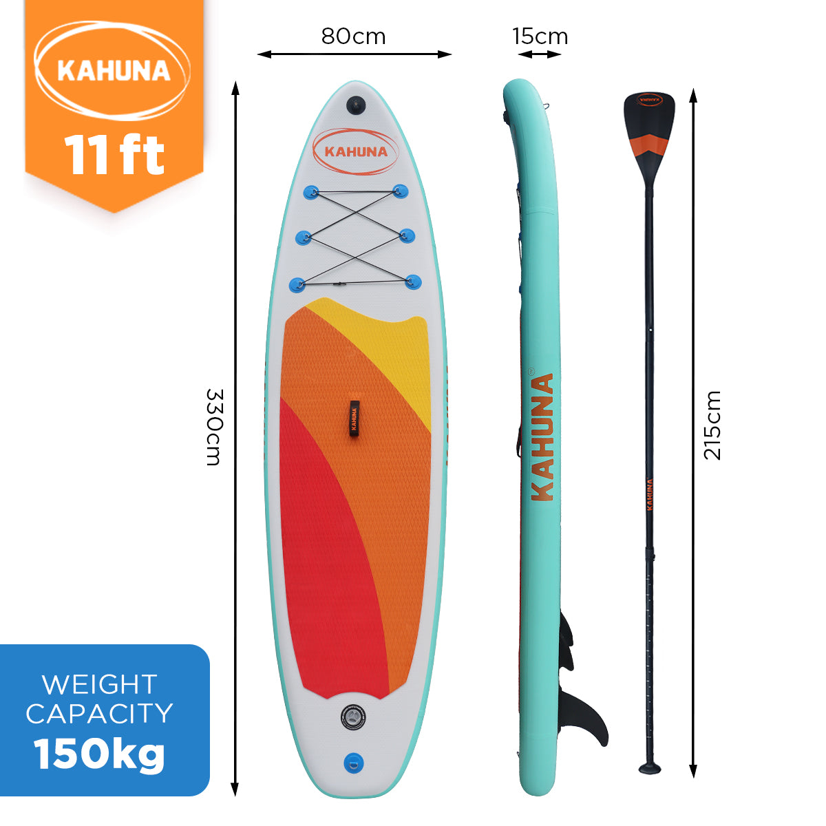 Kahuna Hana Inflatable Stand Up Paddle Board 11FT SUP Paddleboard-Outdoor > Boating-PEROZ Accessories