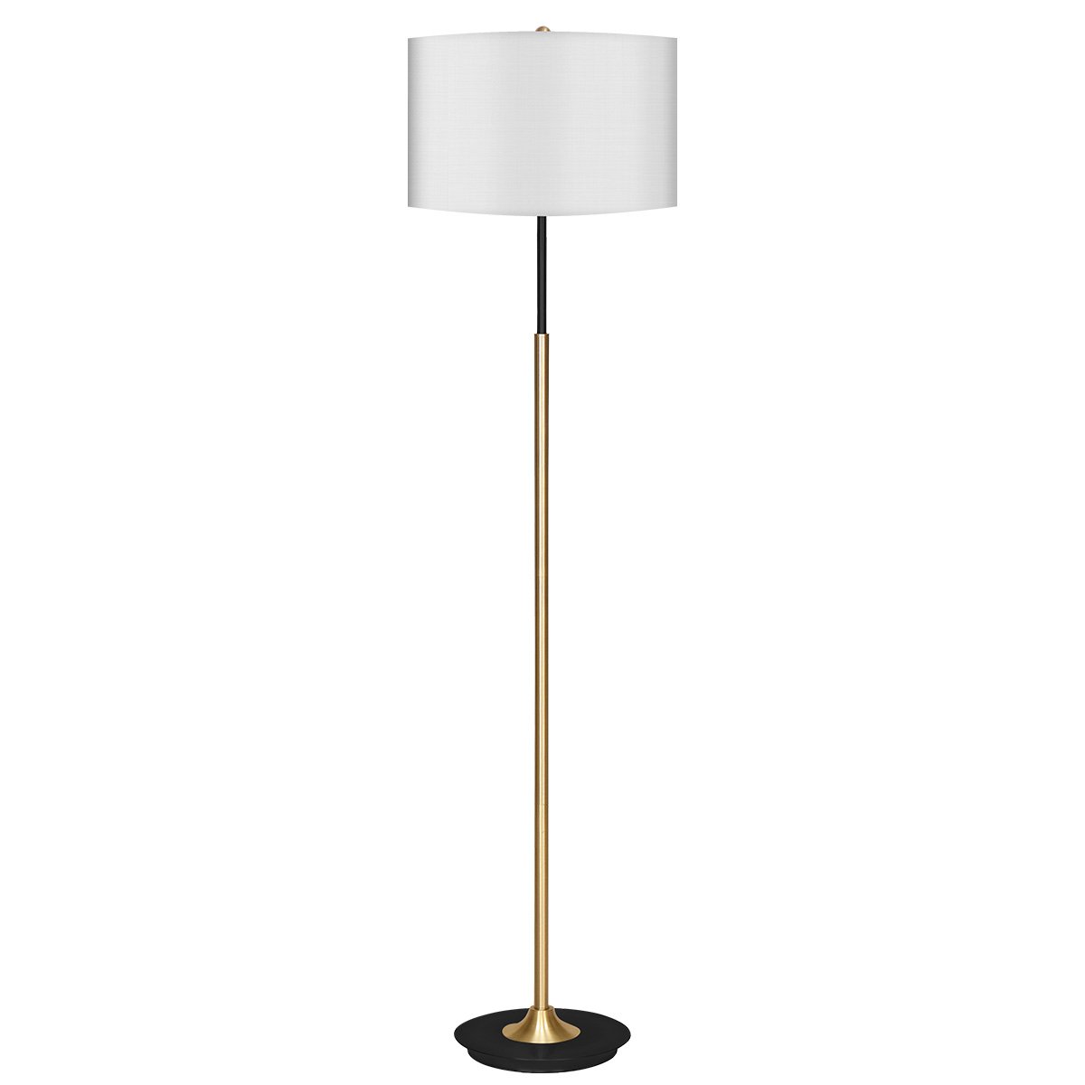 Sarantino Metal Floor Lamp Brushed Brass Finish with White Shade-Home & Garden > Lighting-PEROZ Accessories