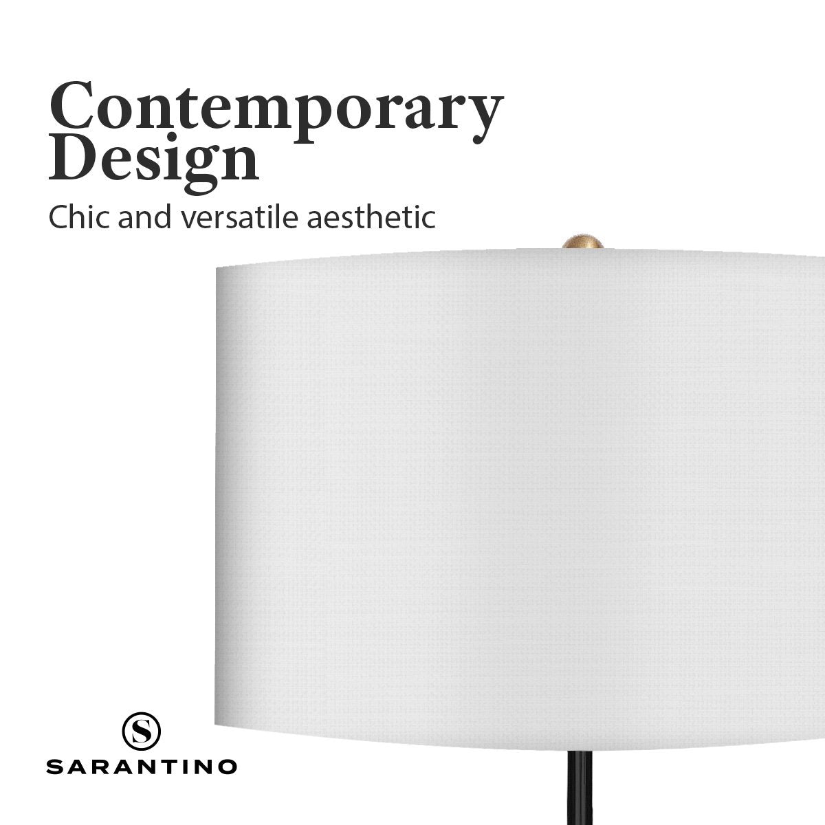 Sarantino Metal Floor Lamp Brushed Brass Finish with White Shade-Home & Garden > Lighting-PEROZ Accessories