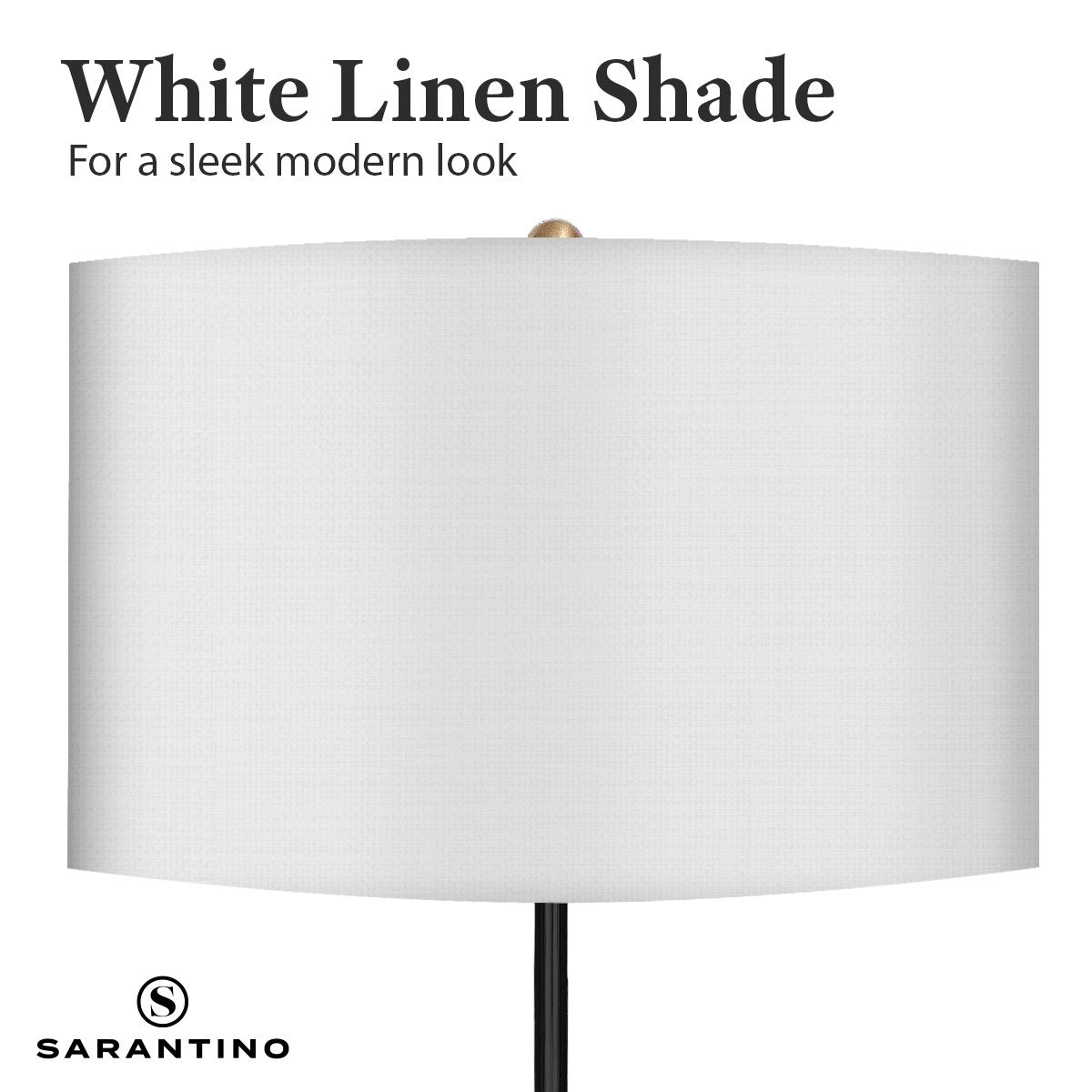 Sarantino Metal Floor Lamp Brushed Brass Finish with White Shade-Home & Garden > Lighting-PEROZ Accessories
