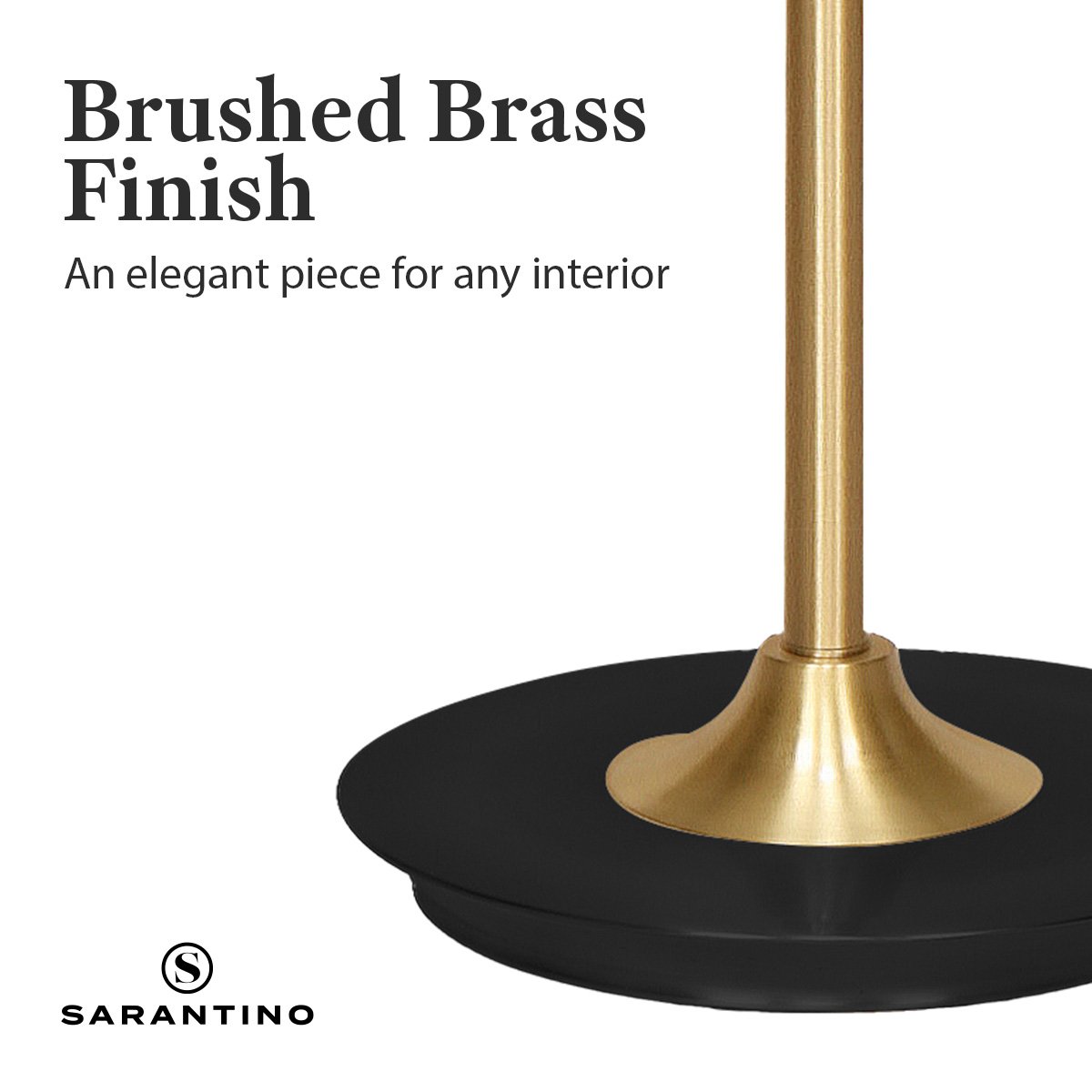 Sarantino Metal Floor Lamp Brushed Brass Finish with White Shade-Home & Garden > Lighting-PEROZ Accessories