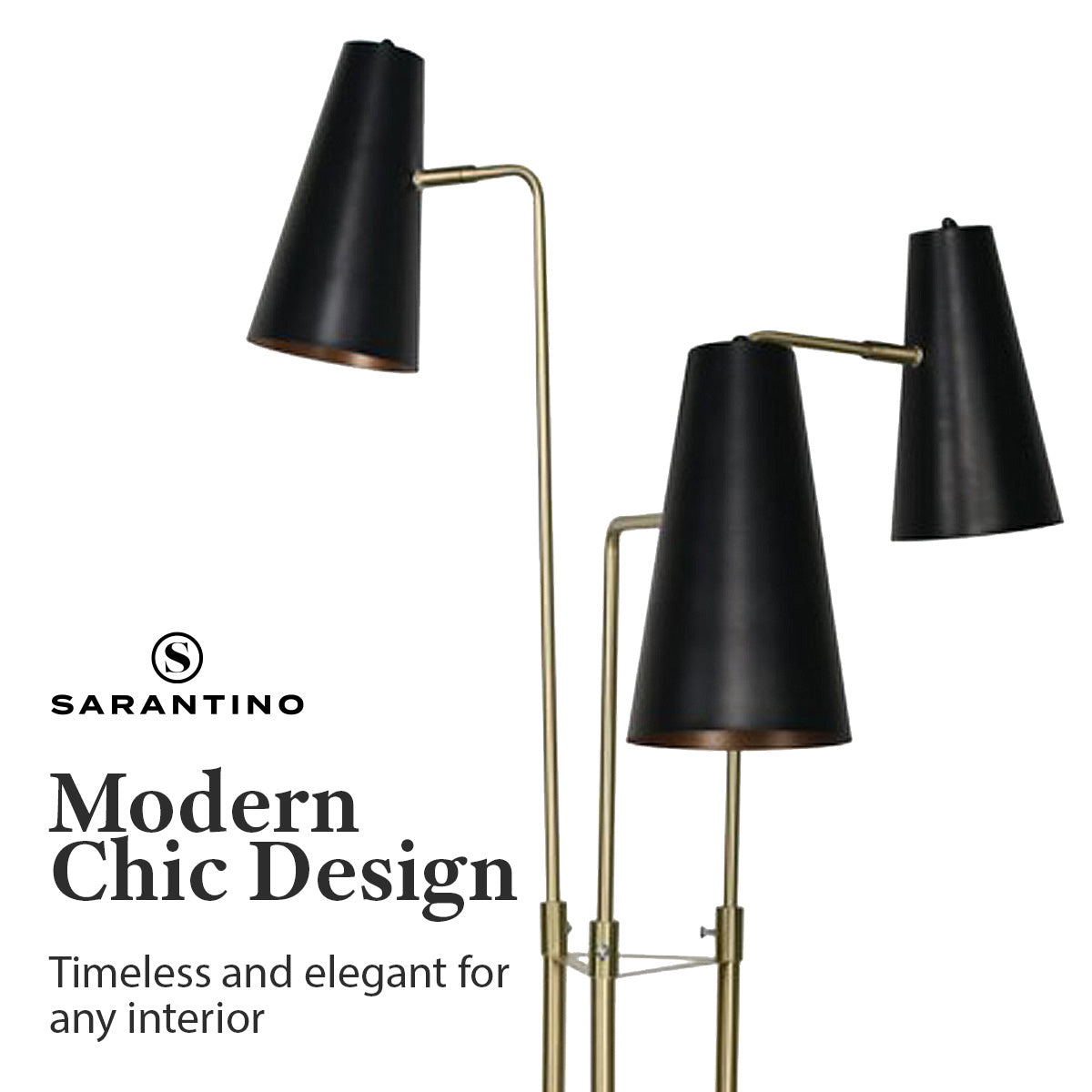 Sarantino Three Metal Shade Floor Lamp-Home & Garden > Lighting-PEROZ Accessories