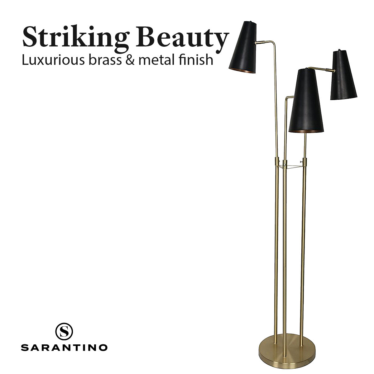 Sarantino Three Metal Shade Floor Lamp-Home & Garden > Lighting-PEROZ Accessories