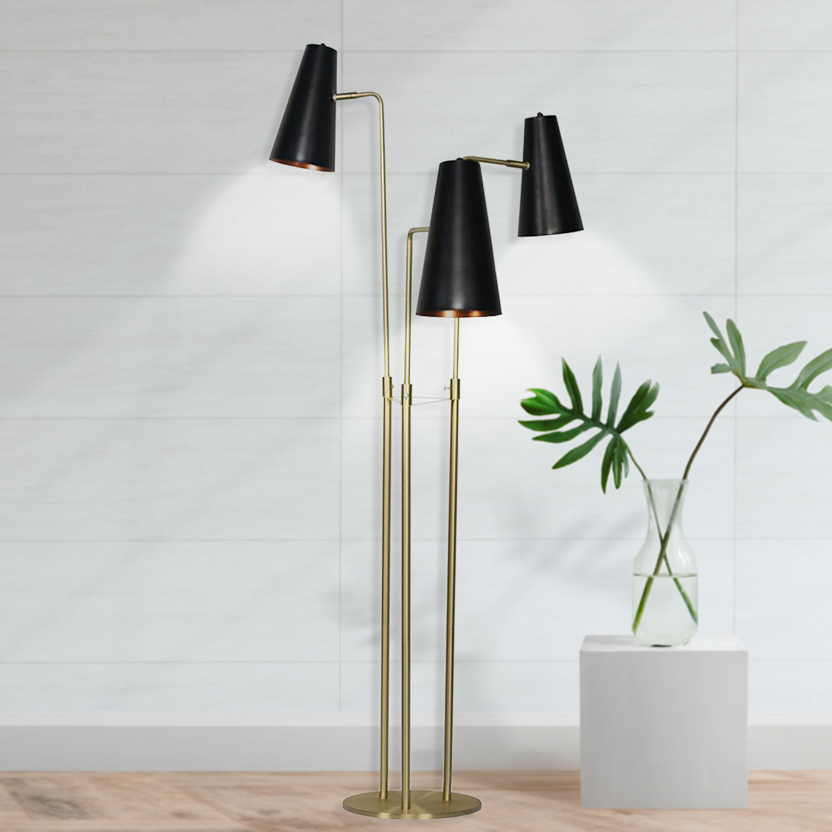 Sarantino Three Metal Shade Floor Lamp-Home & Garden > Lighting-PEROZ Accessories