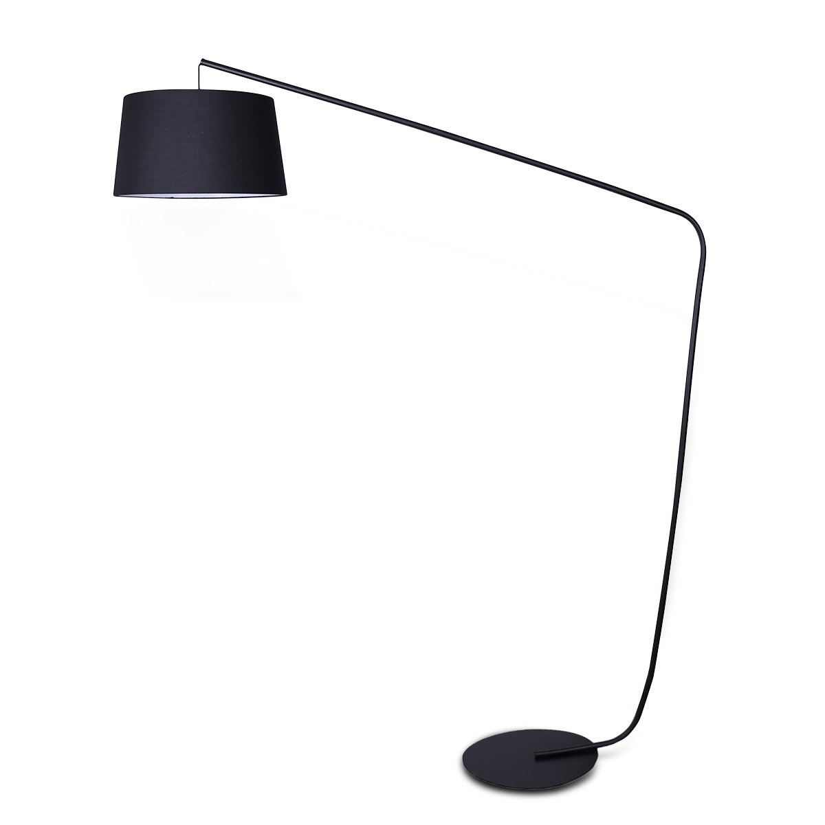 Sarantino Metal Arc Floor Lamp in Black Finish with Linen Taper Shade-Home & Garden > Lighting-PEROZ Accessories