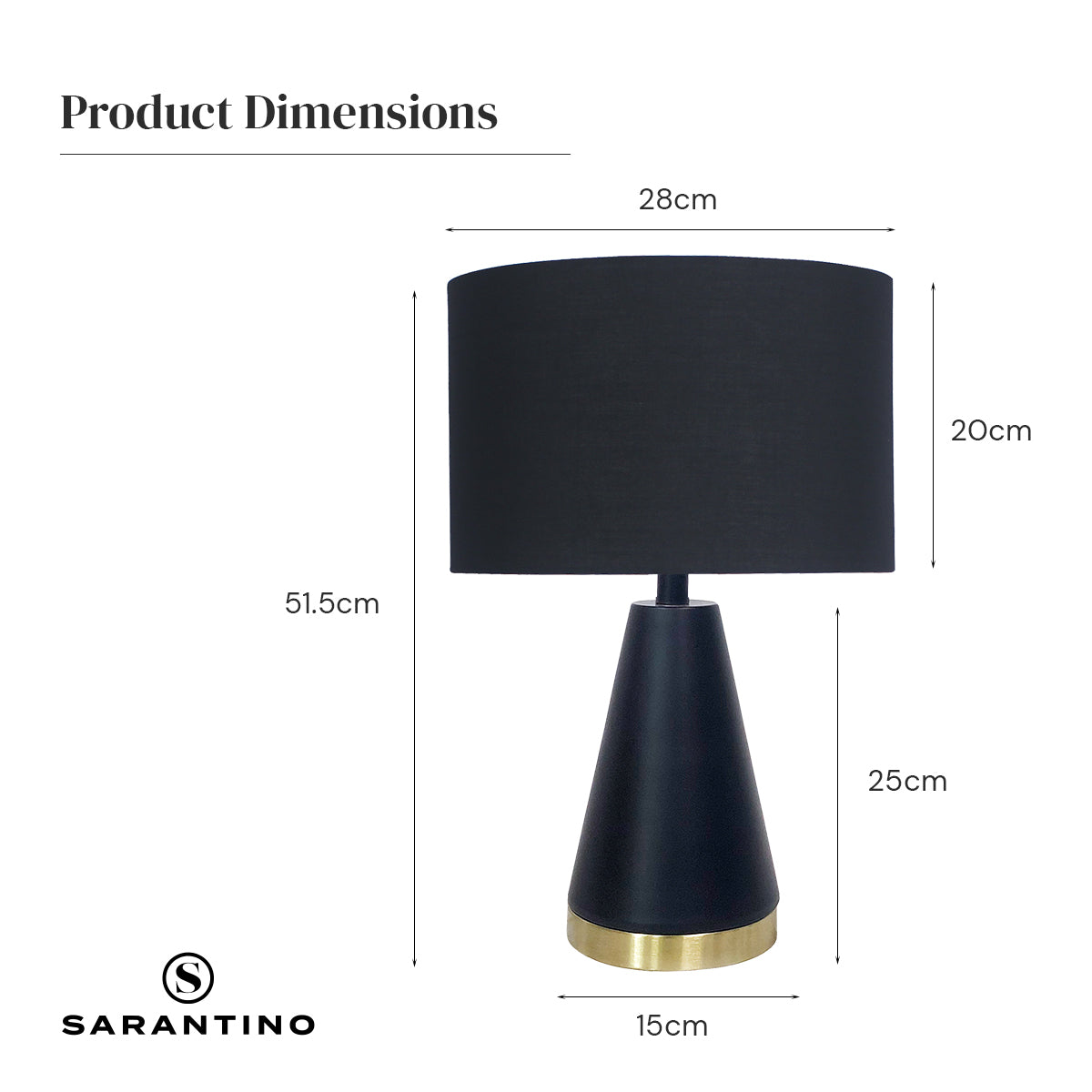 Sarantino Metal Table Lamp in Black and Gold-Home & Garden > Lighting-PEROZ Accessories