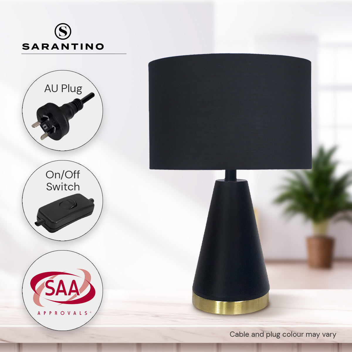 Sarantino Metal Table Lamp in Black and Gold-Home & Garden > Lighting-PEROZ Accessories
