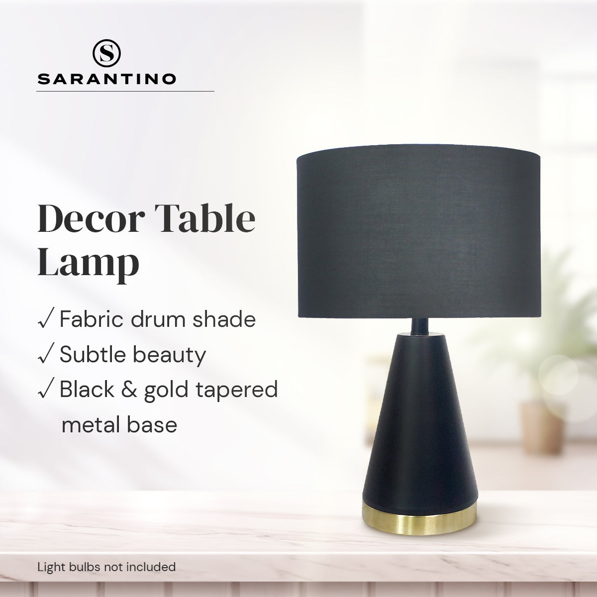 Sarantino Metal Table Lamp in Black and Gold-Home & Garden > Lighting-PEROZ Accessories
