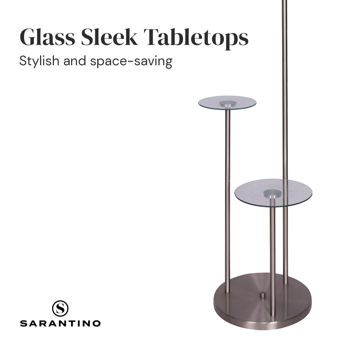 Sarantino Metal Floor Lamp with Glass Shelves-Home & Garden > Lighting-PEROZ Accessories