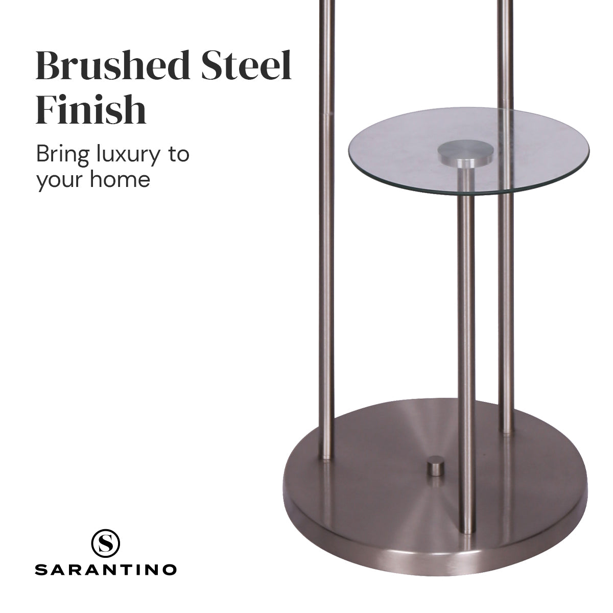 Sarantino Metal Floor Lamp with Glass Shelves-Home & Garden > Lighting-PEROZ Accessories