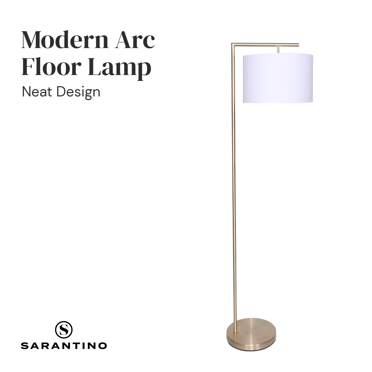 Sarantino 90-Degree Modern Arc Floor Lamp-Home & Garden > Lighting-PEROZ Accessories