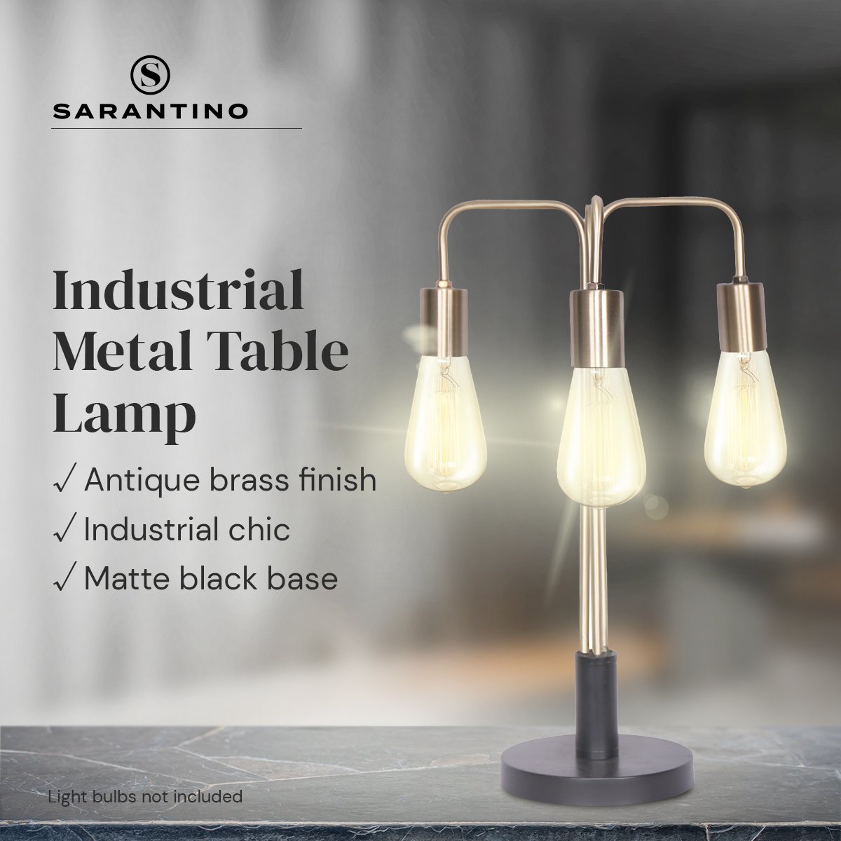 Sarantino Exposed Bulb Industrial Table Lamp-Home & Garden > Lighting-PEROZ Accessories
