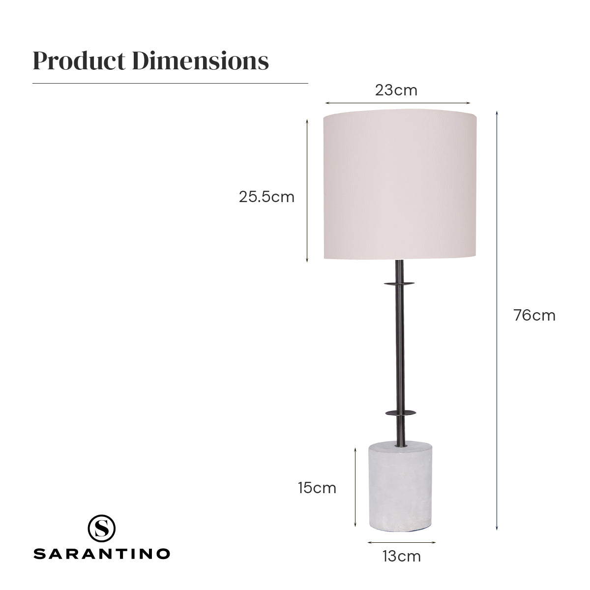 Sarantino Concrete & Metal Table Lamp with Off-White Linen Shade-Home & Garden > Lighting-PEROZ Accessories