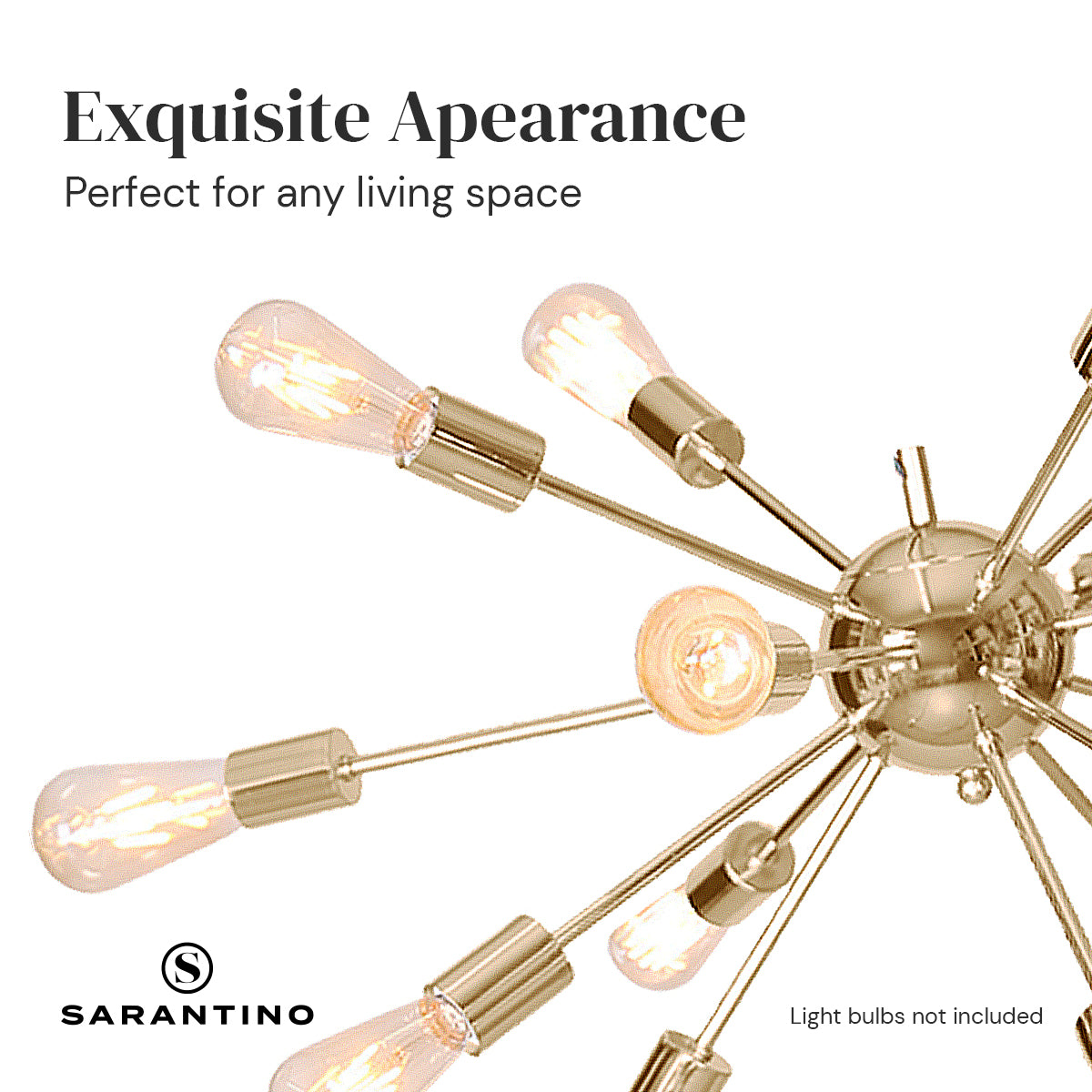 Sarantino 15-Light Sputnik Chandelier in Brass Finish-Home & Garden > Lighting-PEROZ Accessories