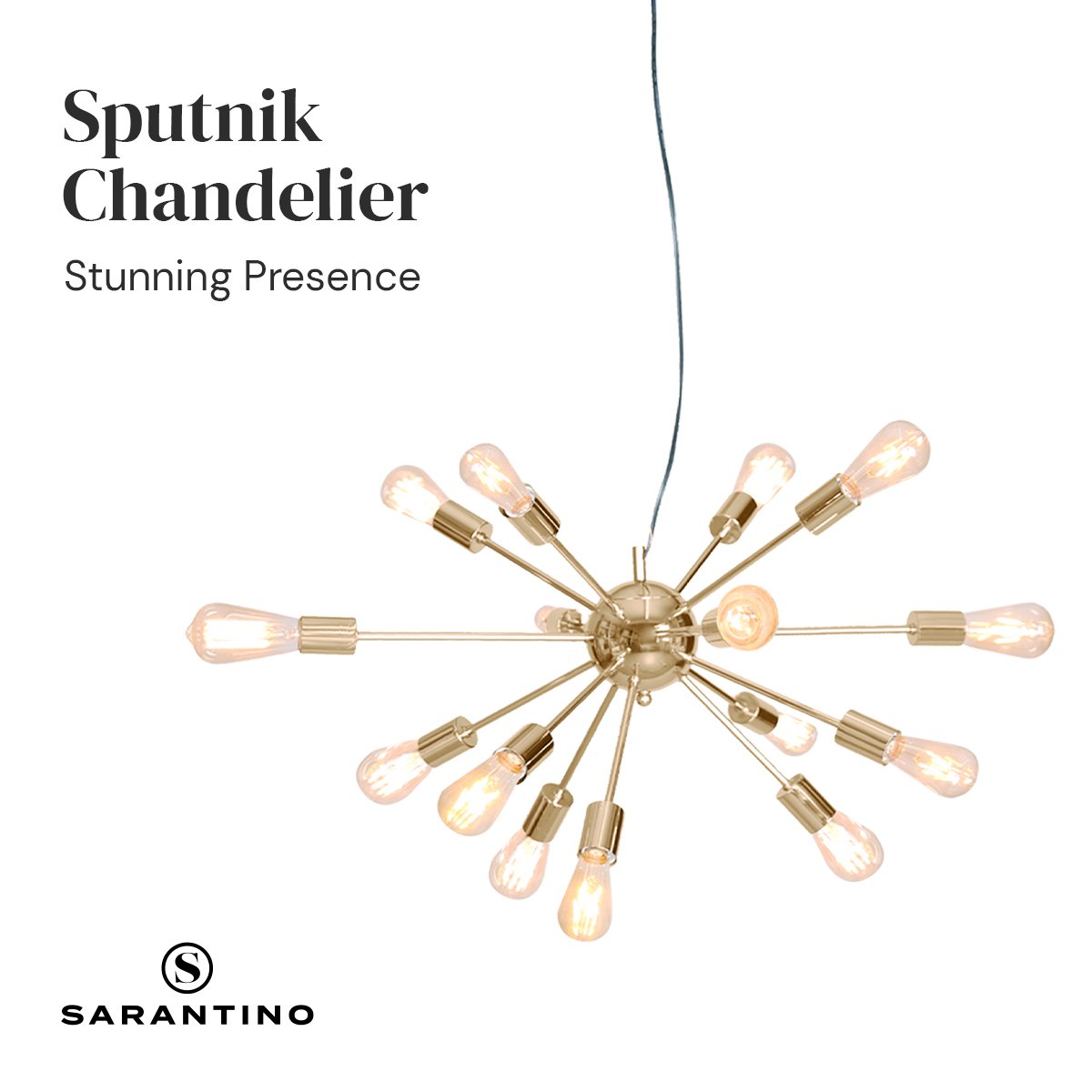 Sarantino 15-Light Sputnik Chandelier in Brass Finish-Home & Garden > Lighting-PEROZ Accessories