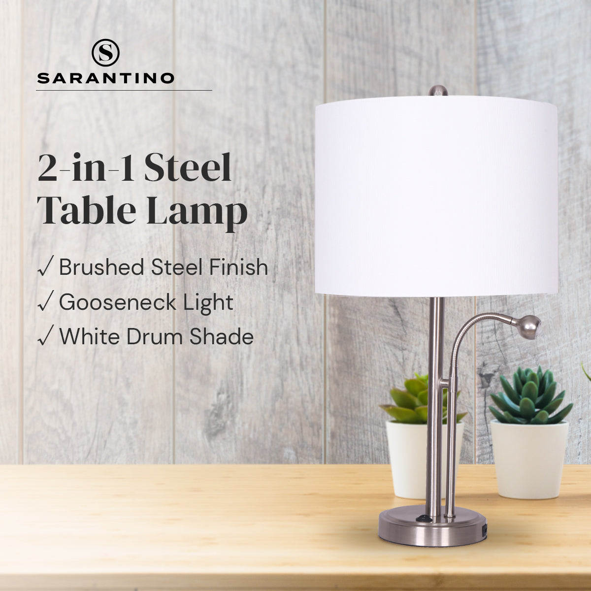 Sarantino 2-in-1 Table Lamp with LED Reading Light-Home & Garden > Lighting-PEROZ Accessories