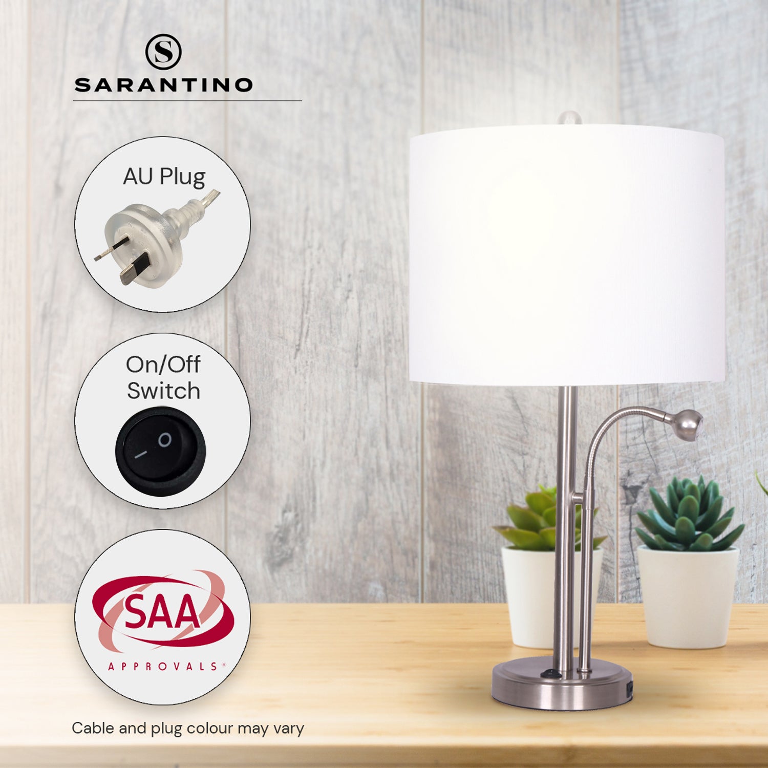 Sarantino 2-in-1 Table Lamp with LED Reading Light-Home & Garden > Lighting-PEROZ Accessories