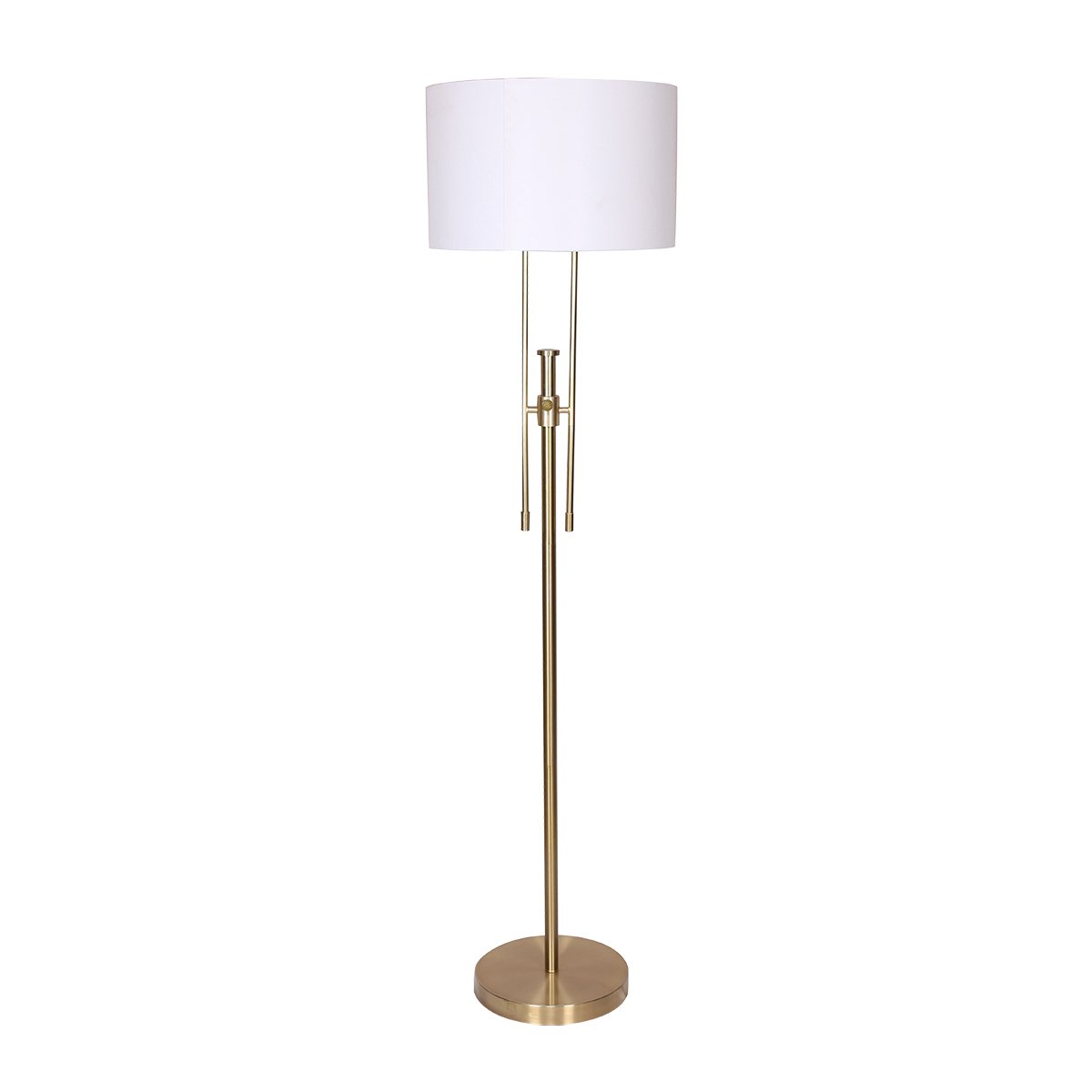 Sarantino Brushed Gold Height-Adjustable Metal Floor Lamp-Home & Garden > Lighting-PEROZ Accessories