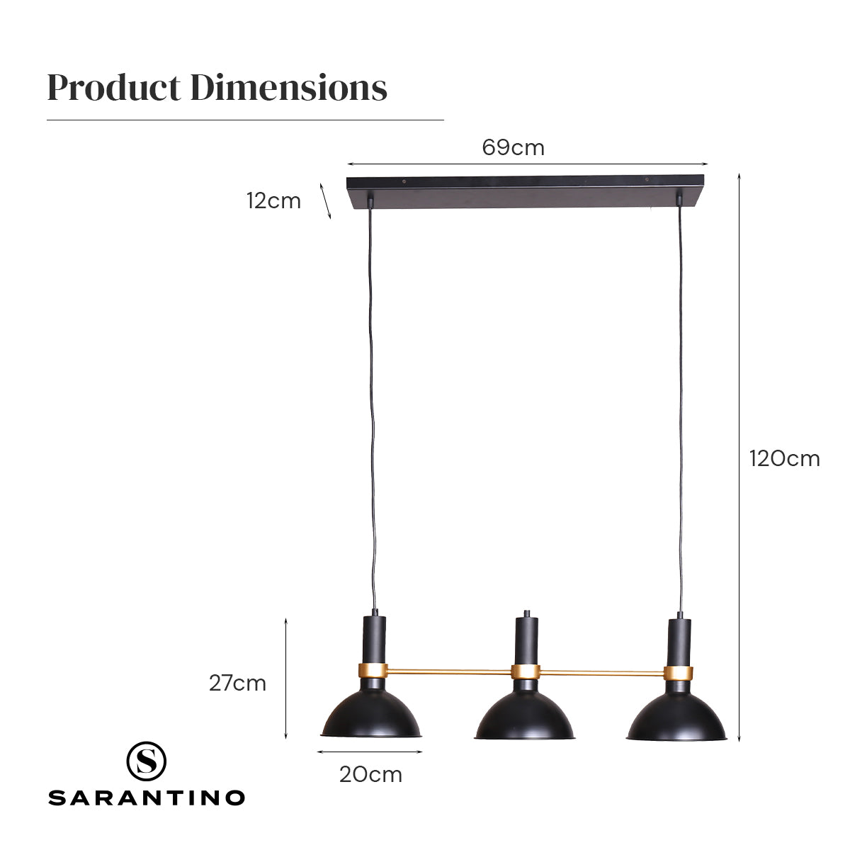 Sarantino 3-Light Hanging Pendant Lamp-Home & Garden > Lighting-PEROZ Accessories
