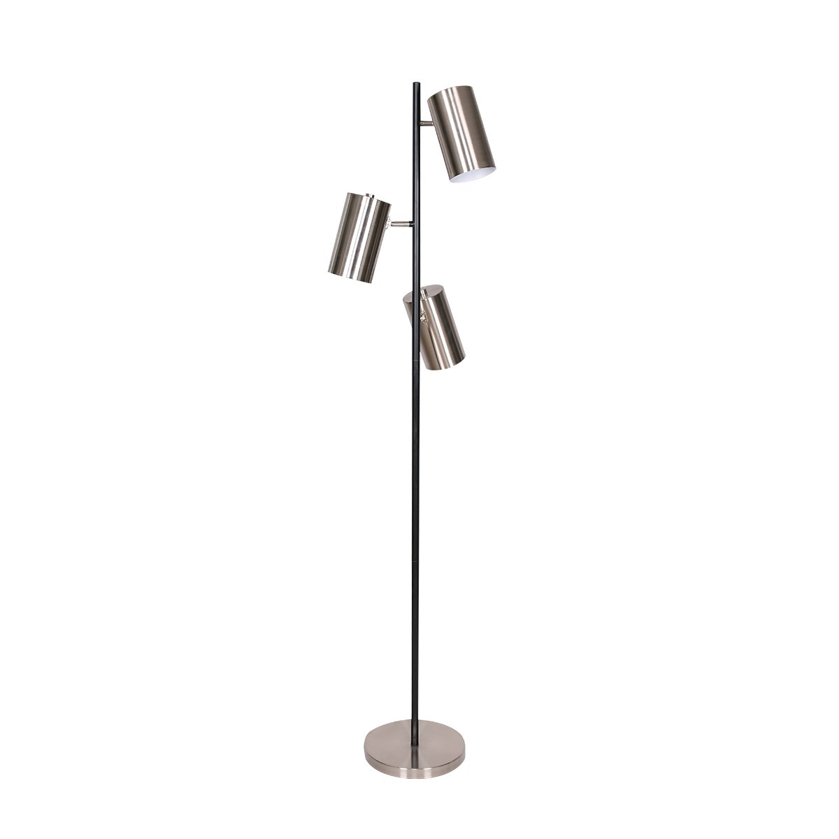 Sarantino 3-Shade Metal Floor Lamp Nickel & Matte Black Finish-Home & Garden > Lighting-PEROZ Accessories