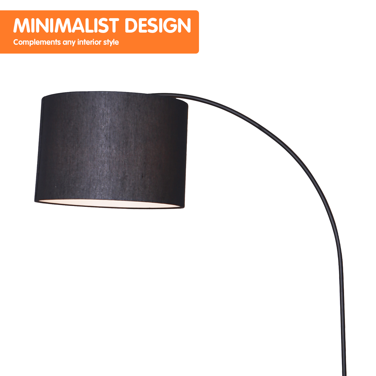 Sarantino Metal Arc Arm Floor Lamp Shade Black-Home & Garden > Lighting-PEROZ Accessories