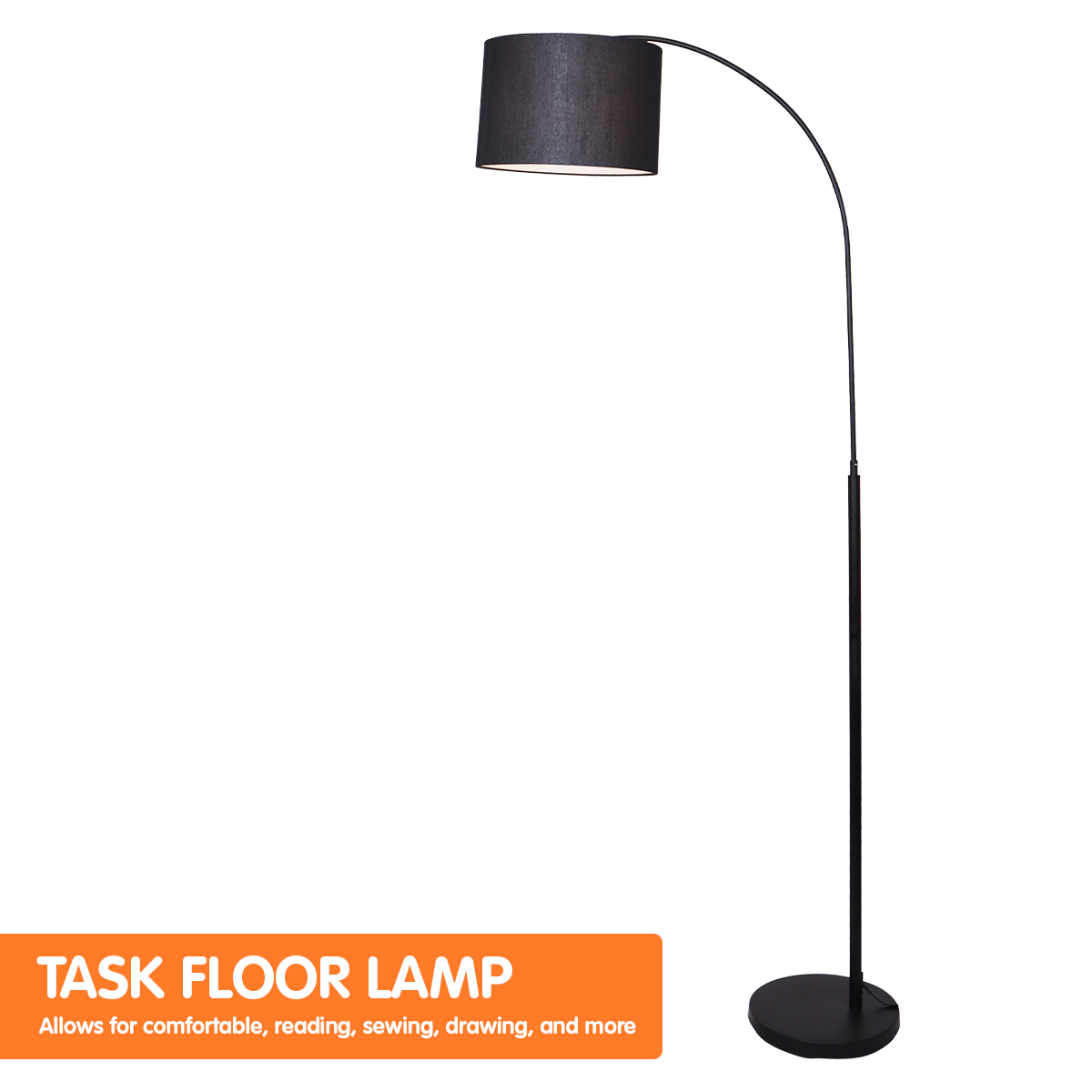 Sarantino Metal Arc Arm Floor Lamp Shade Black-Home & Garden > Lighting-PEROZ Accessories