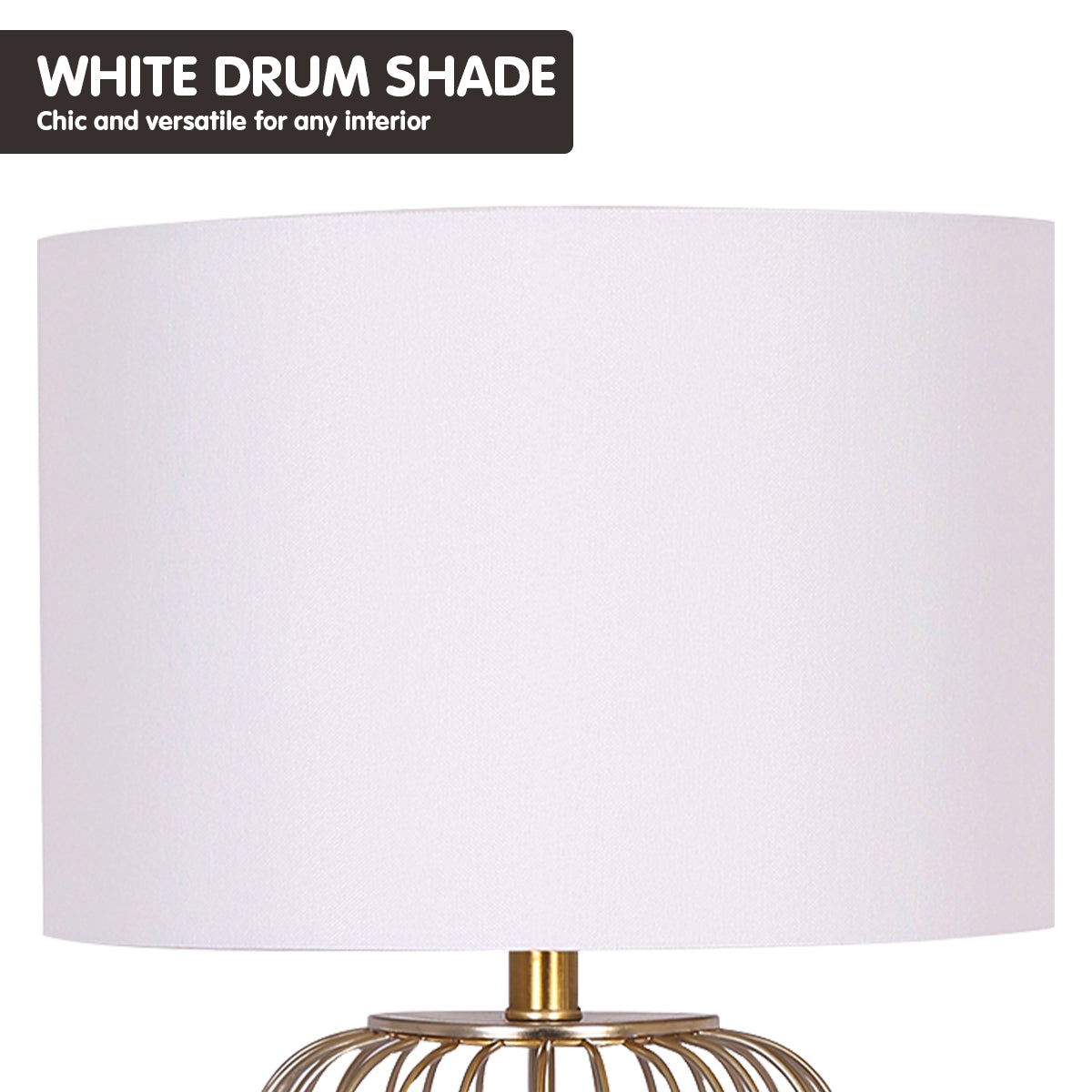 Sarantino Rose Gold Table Lamp with Linen Drum Shade-Home & Garden > Lighting-PEROZ Accessories