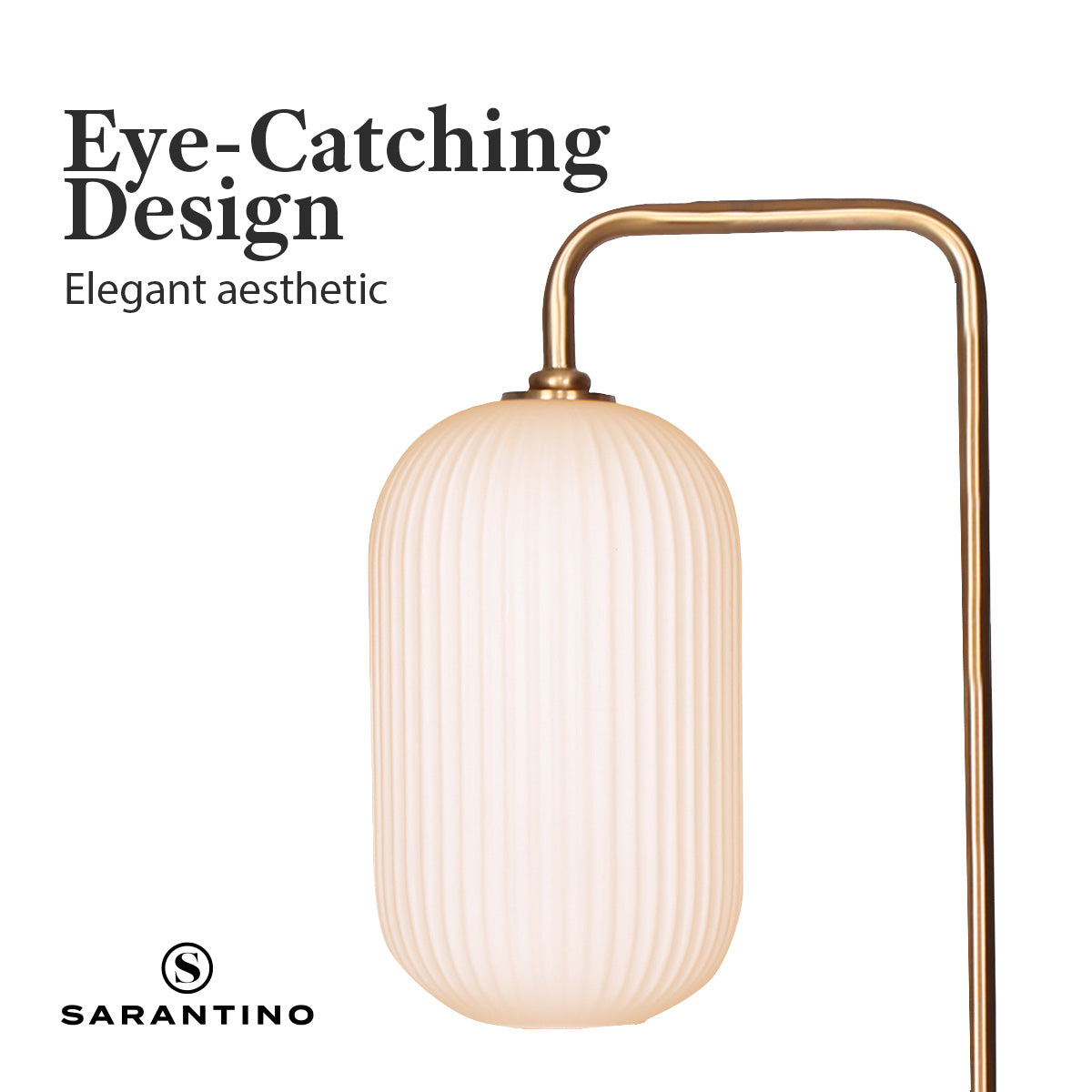 Sarantino Metal Floor Lamp With Opal Glass Shade-Home & Garden > Lighting-PEROZ Accessories
