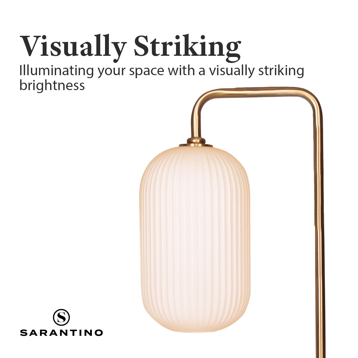 Sarantino Metal Floor Lamp With Opal Glass Shade-Home & Garden > Lighting-PEROZ Accessories