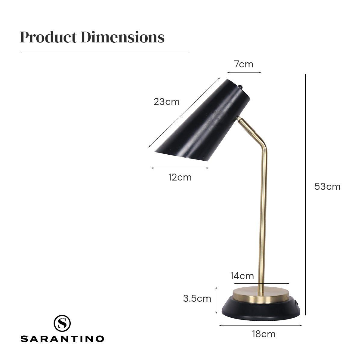 Sarantino Electric Reading Light Table Lamp Brass Finish - Black-Home & Garden > Lighting-PEROZ Accessories