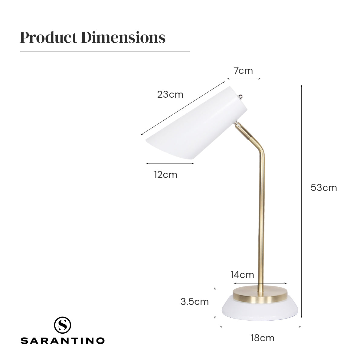 Sarantino Electric Reading Light Table Lamp Brass Finish - White-Home & Garden > Lighting-PEROZ Accessories