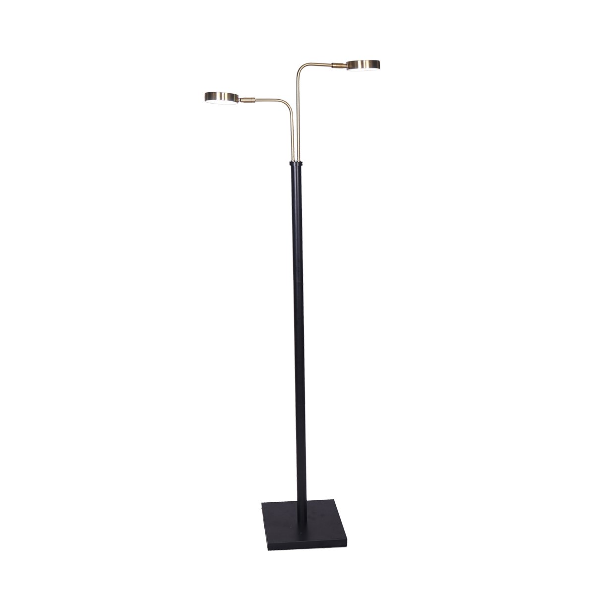 Sarantino LED Metal Floor Lamp with 2 Lights in Brushed Gold and Black Finish-Home & Garden > Lighting-PEROZ Accessories