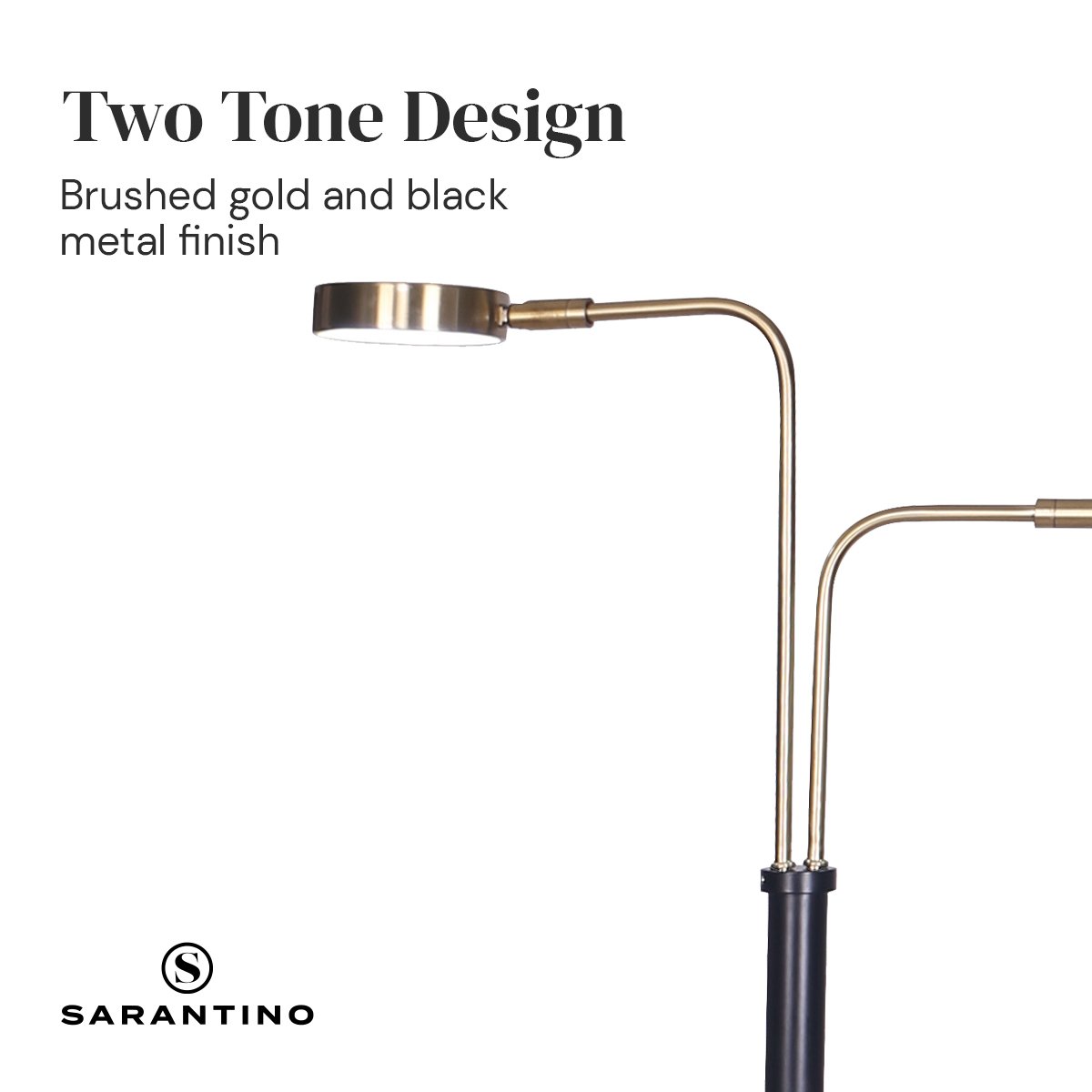 Sarantino LED Metal Floor Lamp with 2 Lights in Brushed Gold and Black Finish-Home & Garden > Lighting-PEROZ Accessories