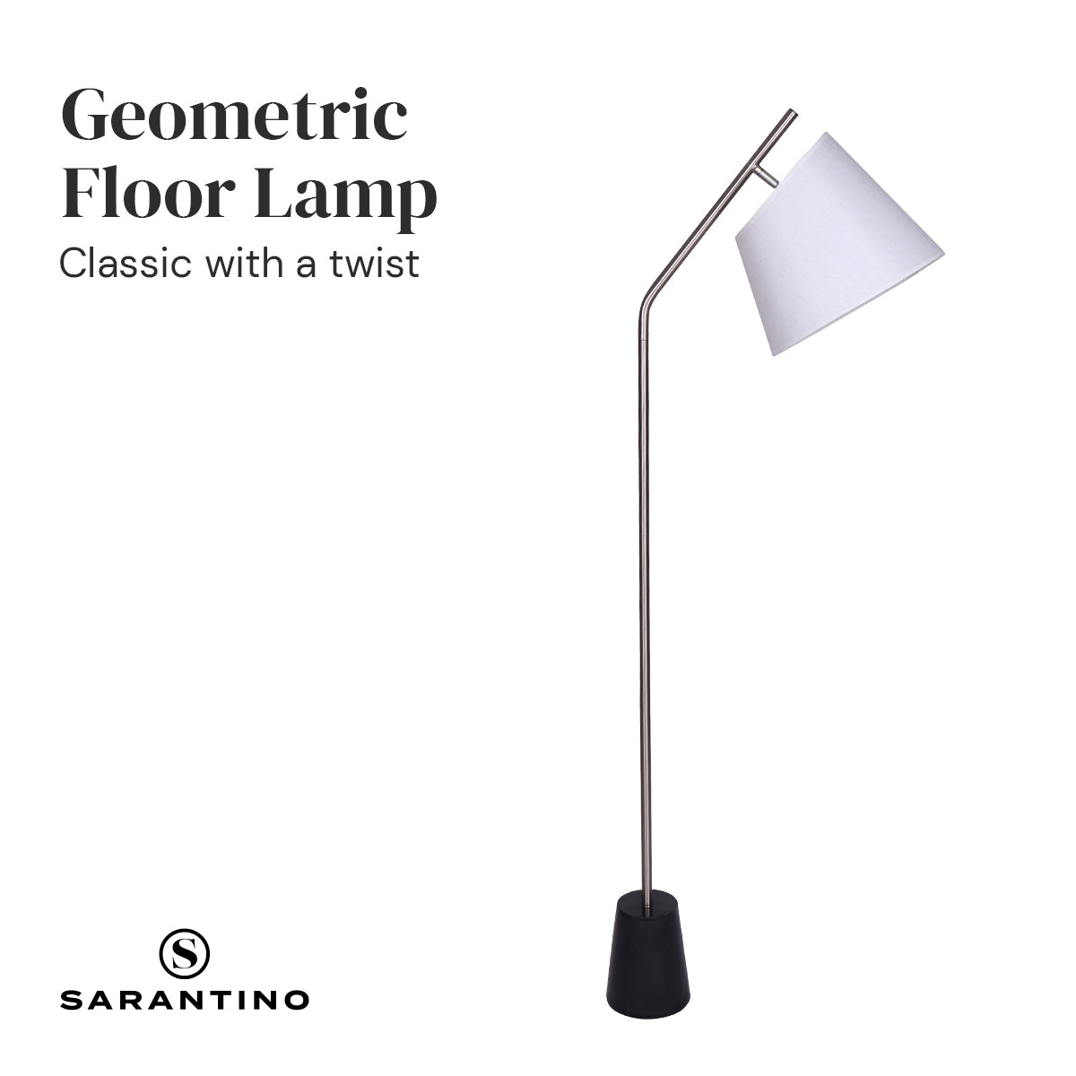 Sarantino Metal Floor Lamp Nickel Finish with Black Marble Base-Home & Garden > Lighting-PEROZ Accessories