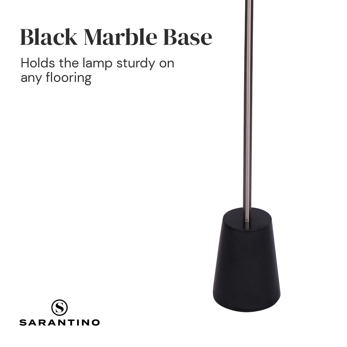 Sarantino Metal Floor Lamp Nickel Finish with Black Marble Base-Home & Garden > Lighting-PEROZ Accessories